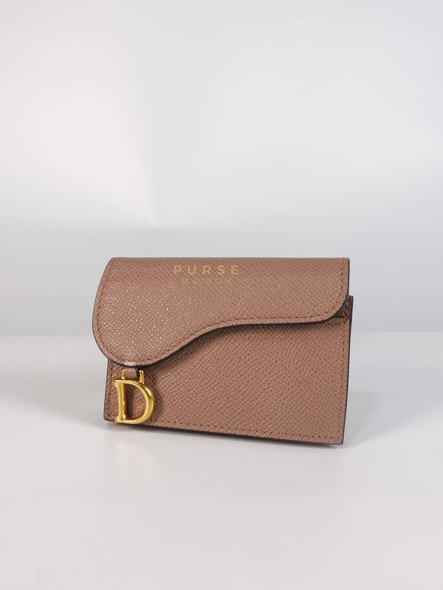 Saddle Bloom Flap Card Holder in Beige | Purse Maison Luxury Bags Shop