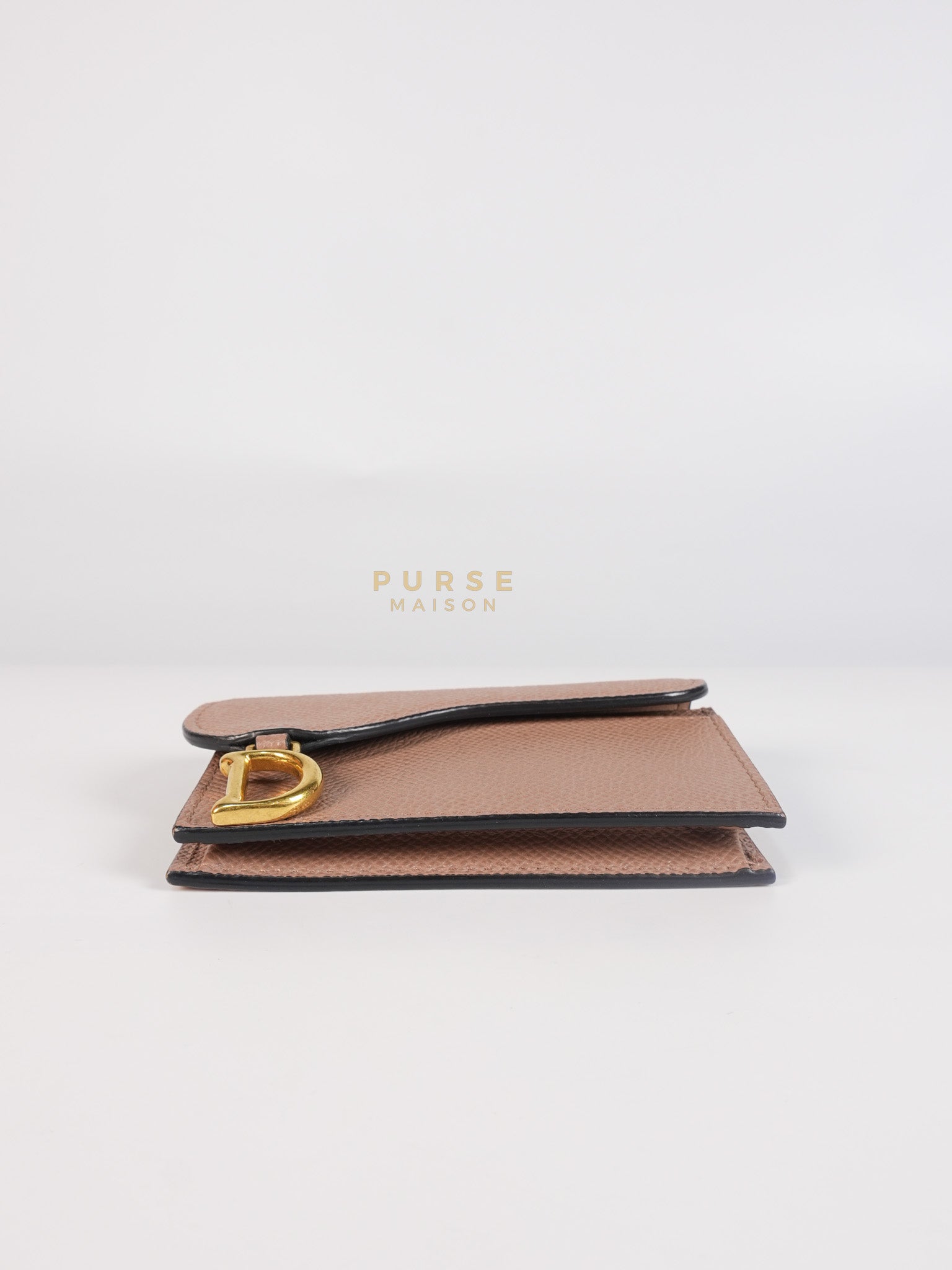 Saddle Bloom Flap Card Holder in Beige | Purse Maison Luxury Bags Shop