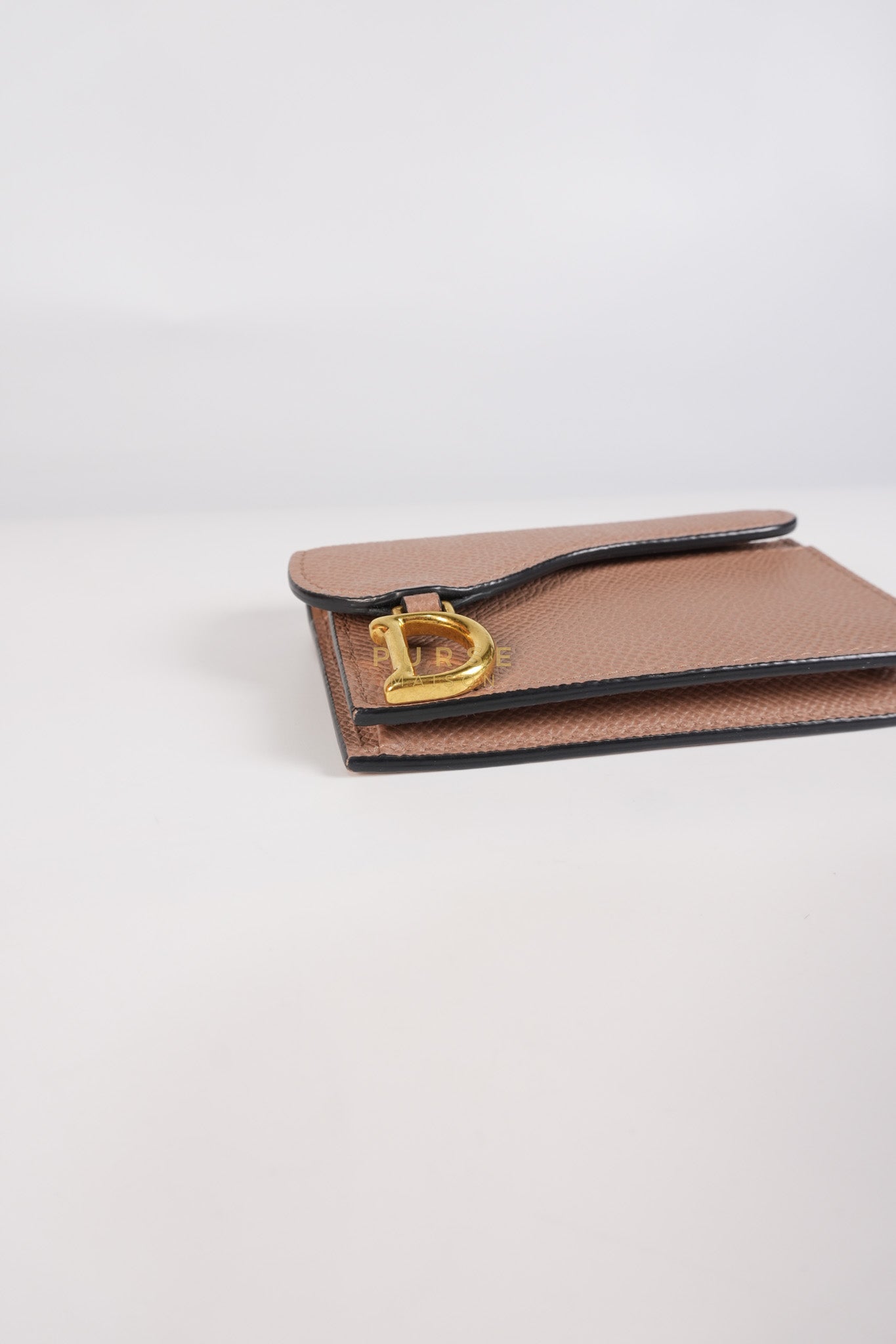 Saddle Bloom Flap Card Holder in Beige | Purse Maison Luxury Bags Shop