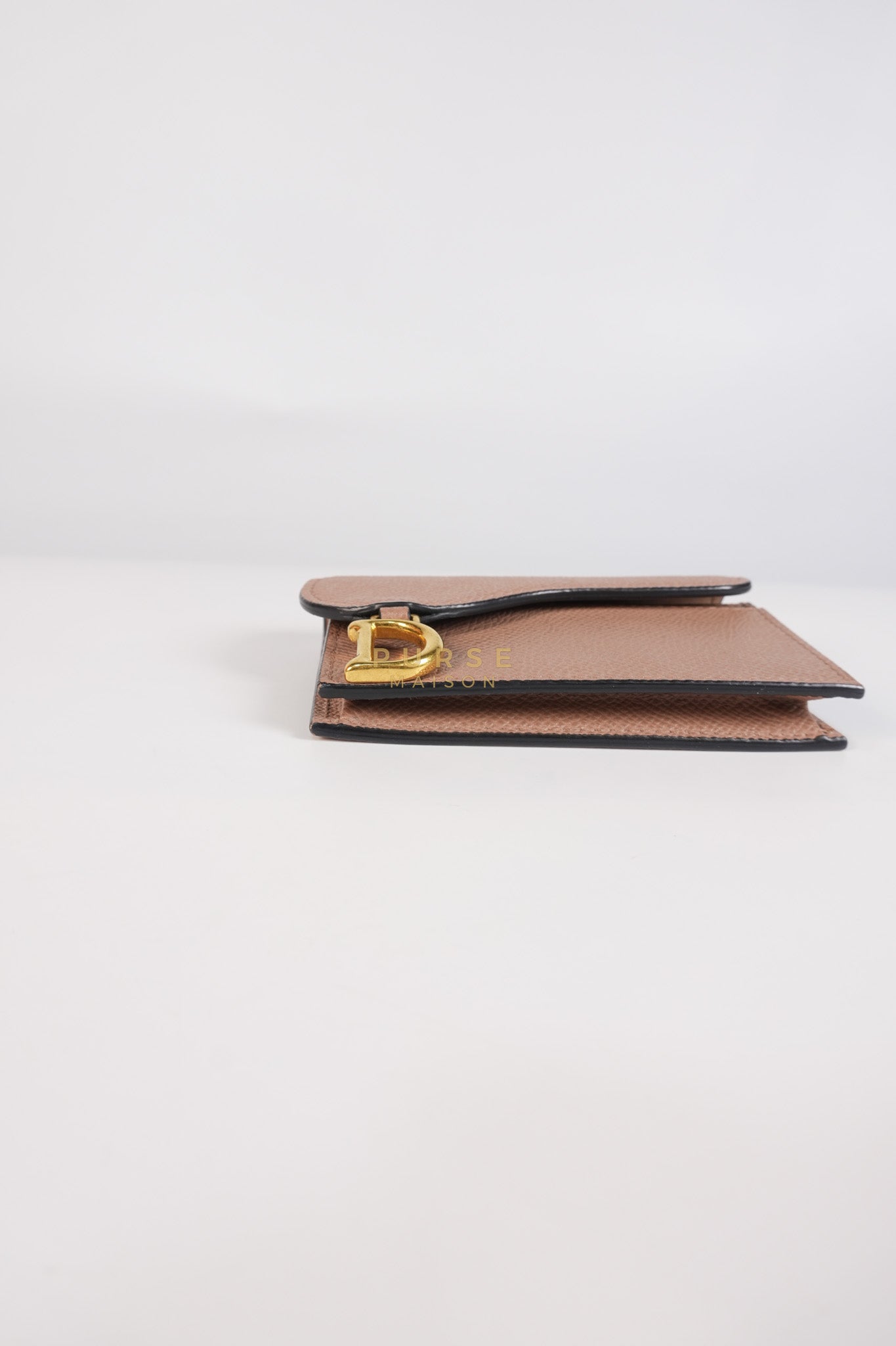 Saddle Bloom Flap Card Holder in Beige | Purse Maison Luxury Bags Shop