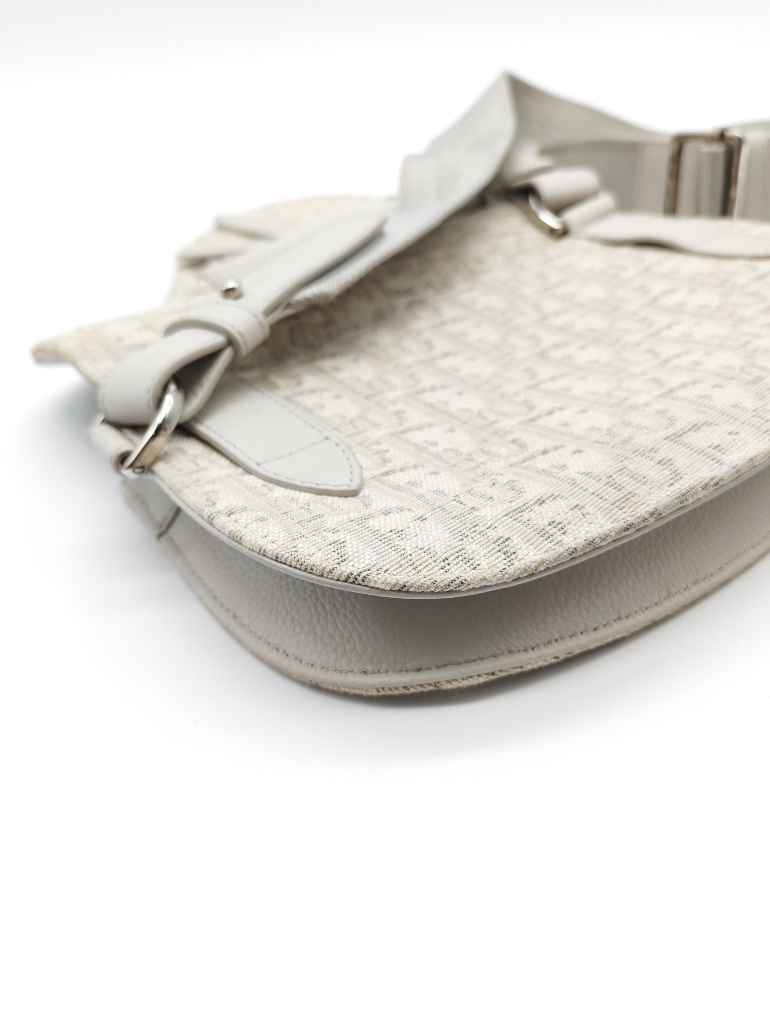 Saddle Clutch Bag in Cream Oblique Canvas Two Way Bag | Purse Maison Luxury Bags Shop