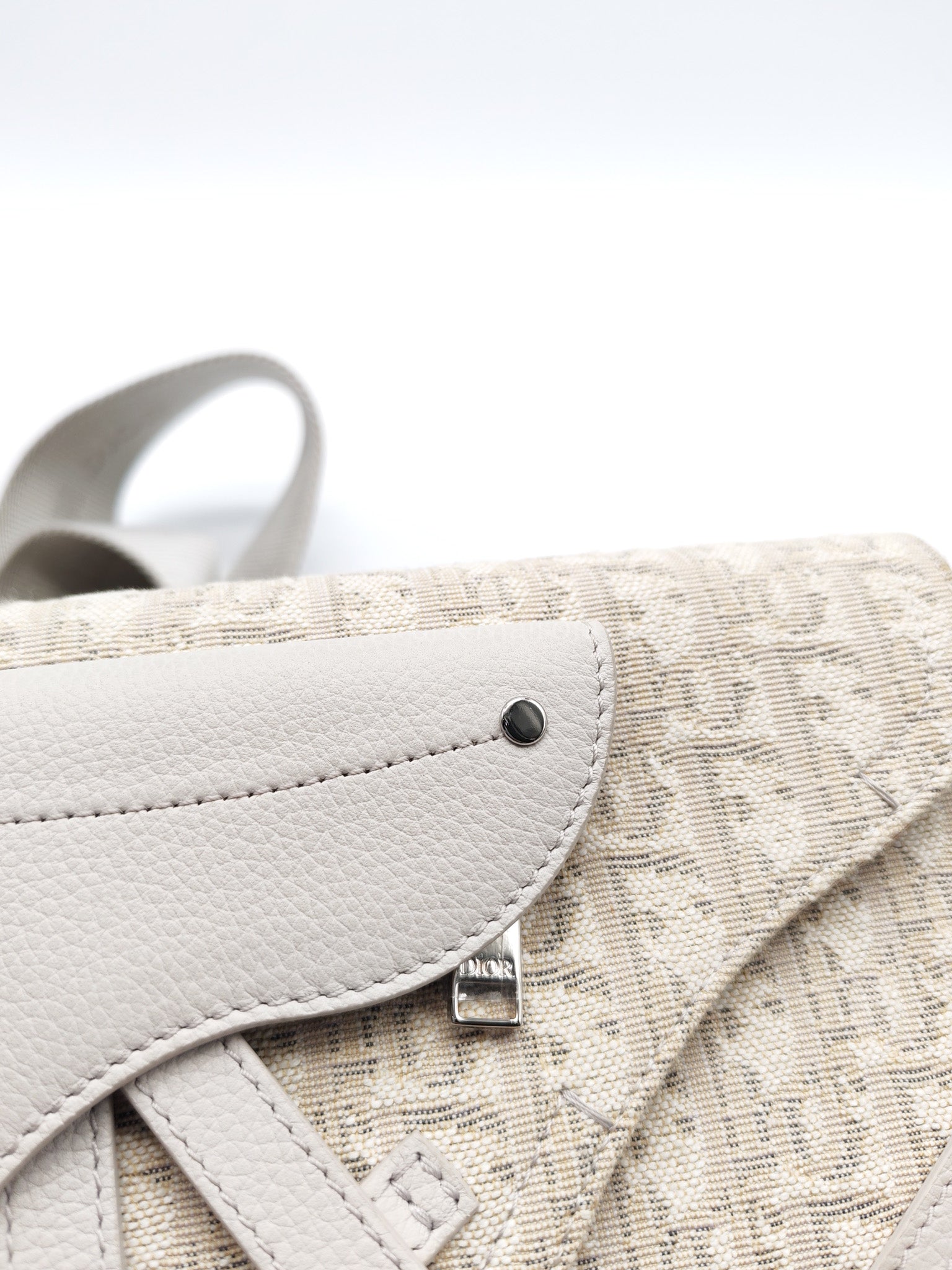 Saddle Clutch Bag in Cream Oblique Canvas Two Way Bag | Purse Maison Luxury Bags Shop