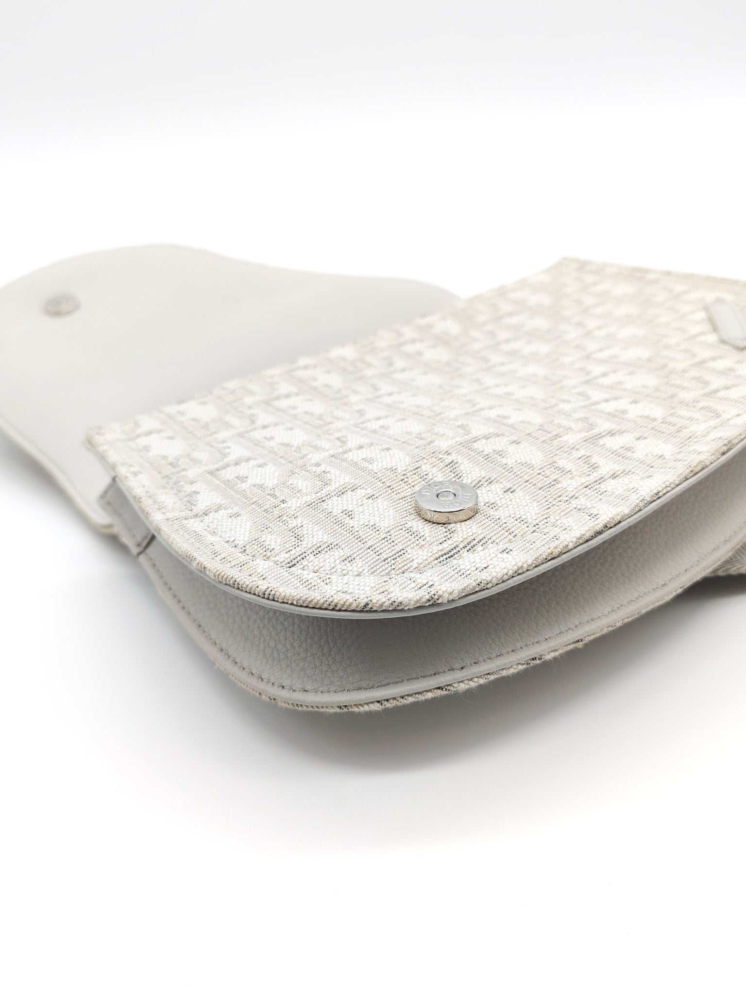 Saddle Clutch Bag in Cream Oblique Canvas Two Way Bag | Purse Maison Luxury Bags Shop