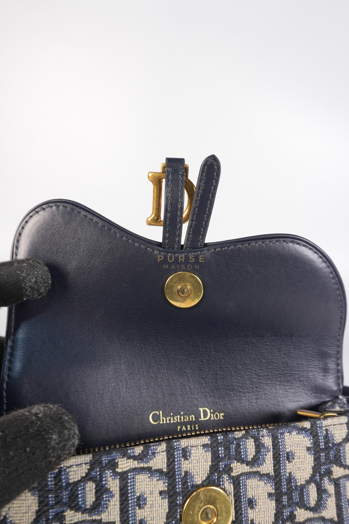 Saddle in Blue Oblique Jacquard Belt Bag | Purse Maison Luxury Bags Shop