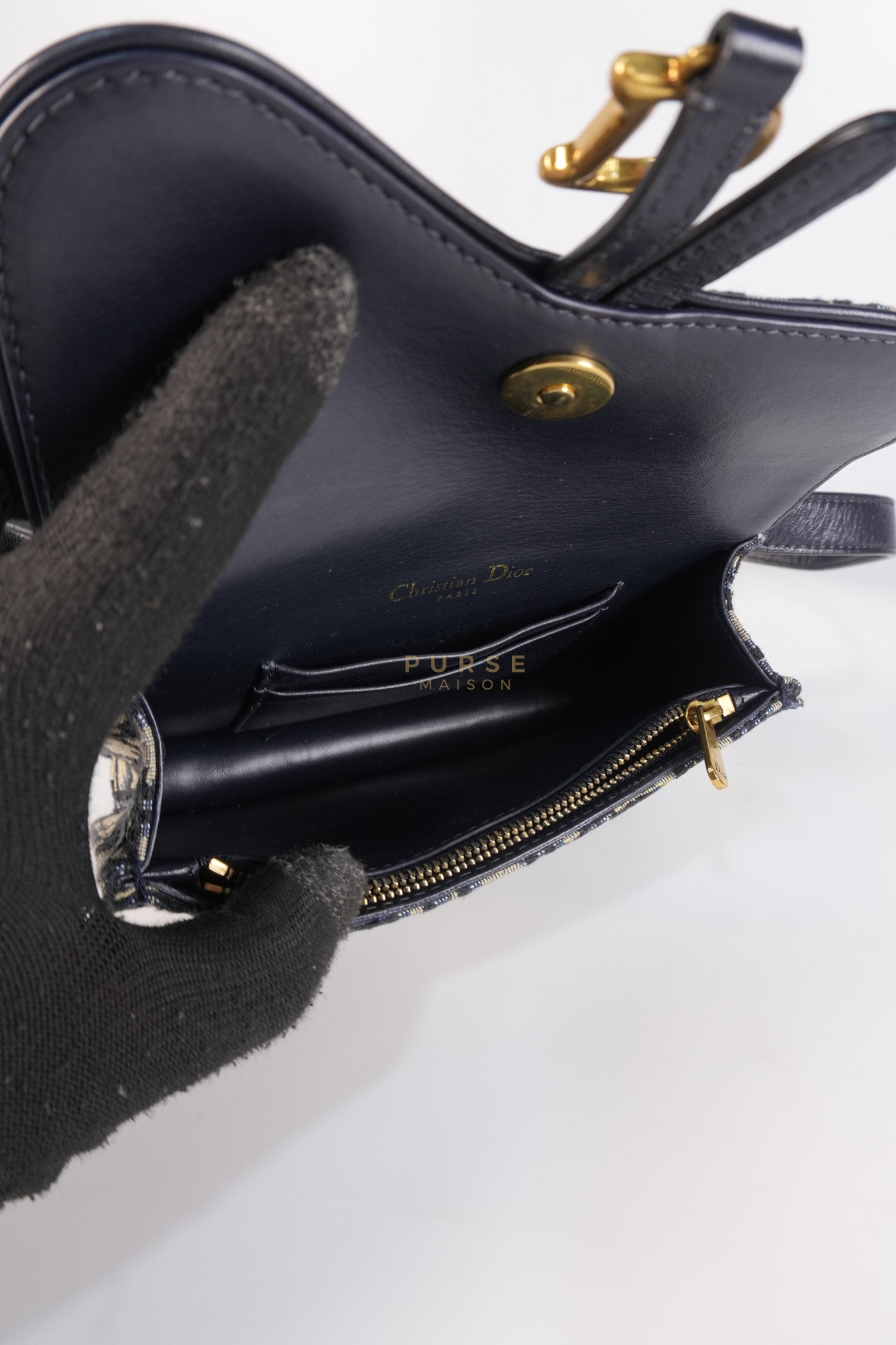 Saddle in Blue Oblique Jacquard Belt Bag | Purse Maison Luxury Bags Shop