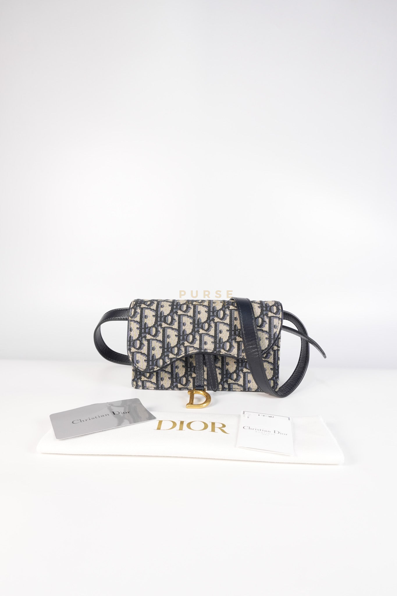 Saddle in Blue Oblique Jacquard Belt Bag | Purse Maison Luxury Bags Shop