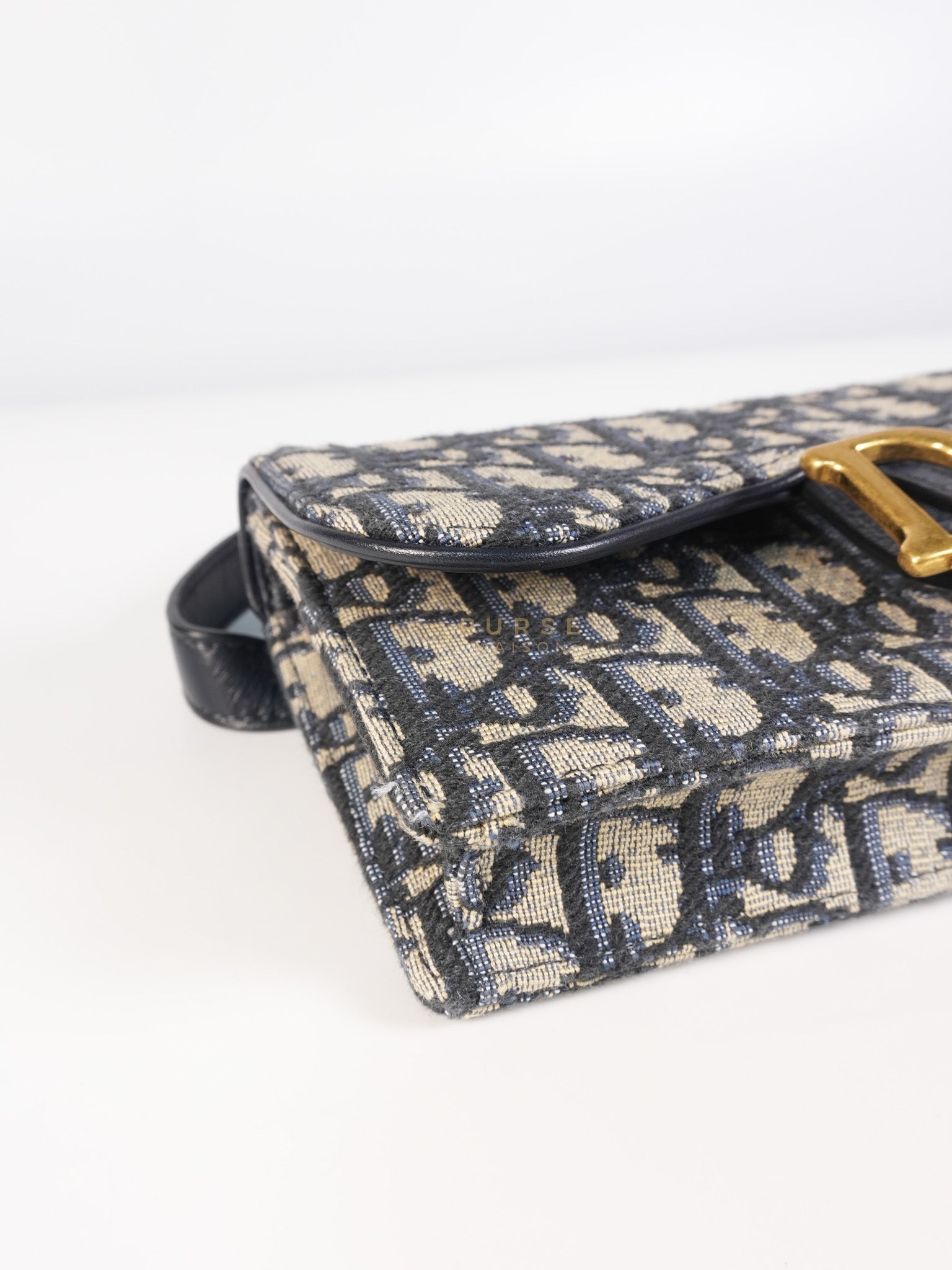 Saddle in Blue Oblique Jacquard Belt Bag | Purse Maison Luxury Bags Shop