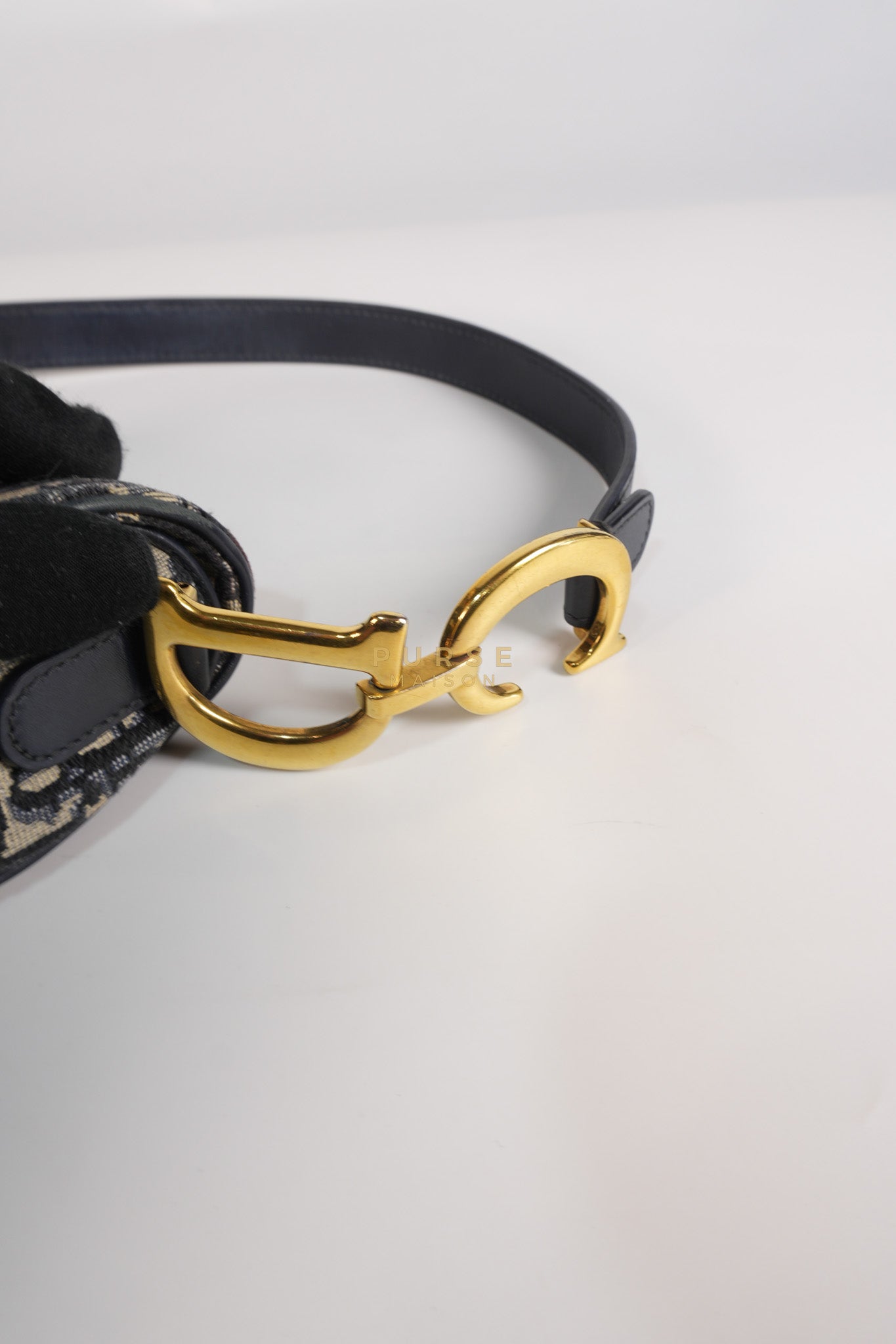 Saddle Medium Blue Oblique Jacquard with Black Dior Strap | Purse Maison Luxury Bags Shop