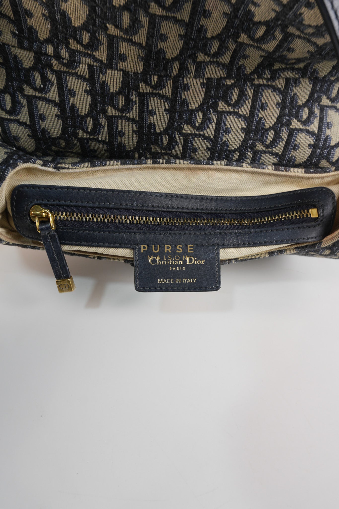 Saddle Medium Blue Oblique Jacquard with Black Dior Strap | Purse Maison Luxury Bags Shop