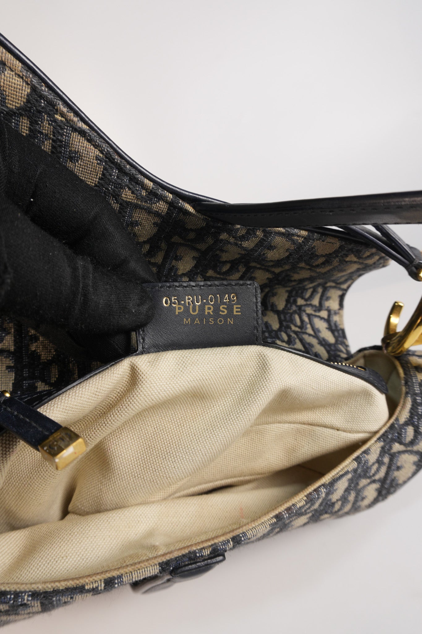 Saddle Medium Blue Oblique Jacquard with Black Dior Strap | Purse Maison Luxury Bags Shop