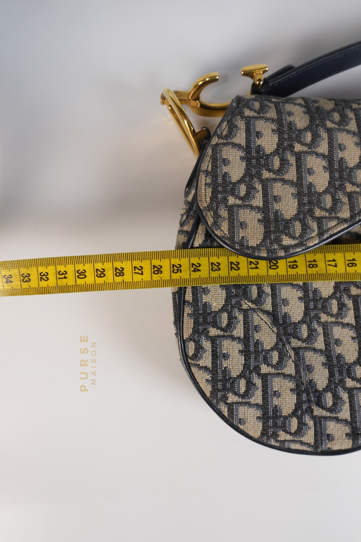 Saddle Medium Blue Oblique Jacquard with Black Dior Strap | Purse Maison Luxury Bags Shop