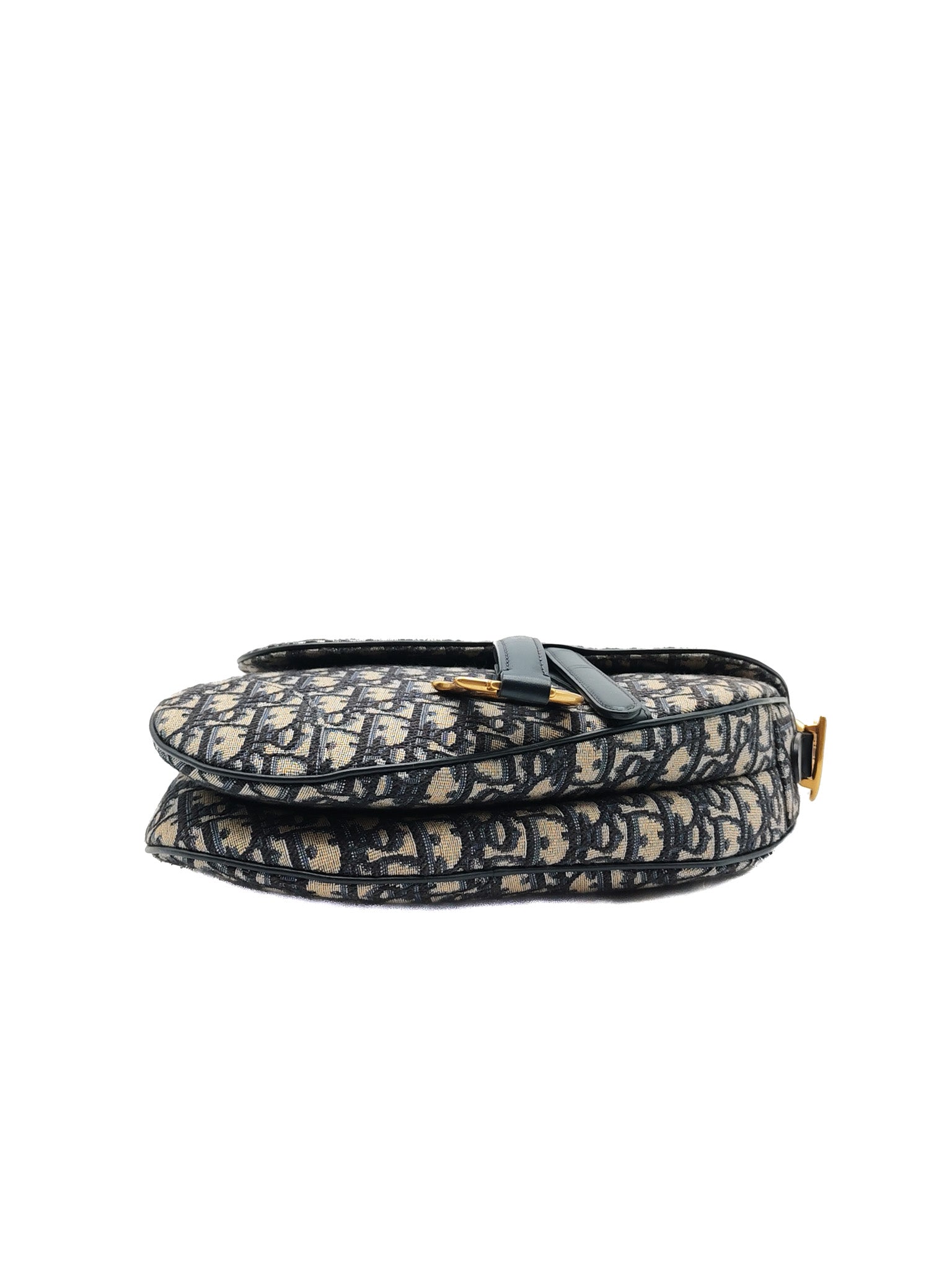Saddle Medium in Blue Oblique Jacquard Canvas with Strap | Purse Maison Luxury Bags Shop