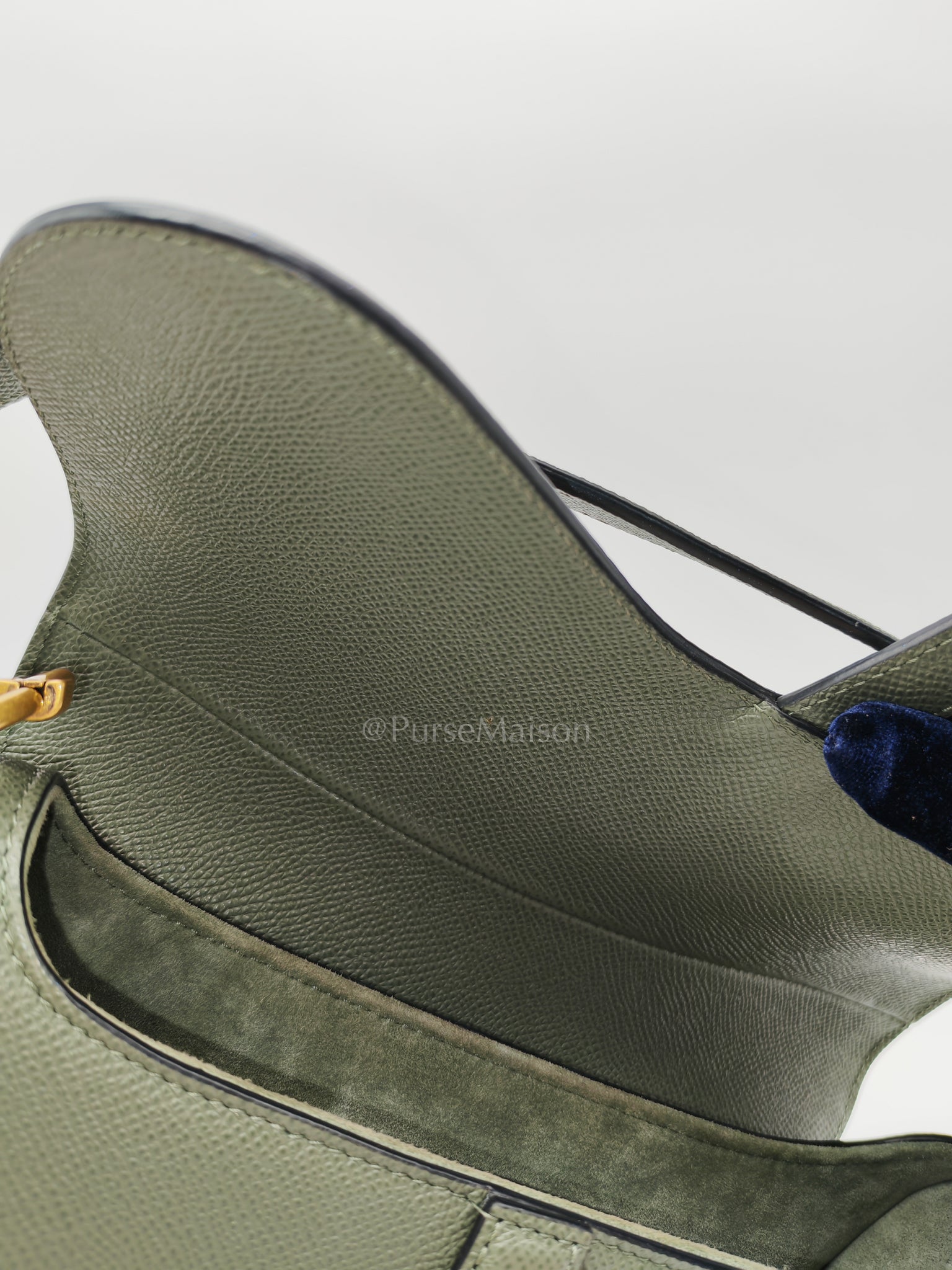 Saddle Medium in Muted Green Grained Calfskin Leather | Purse Maison Luxury Bags Shop