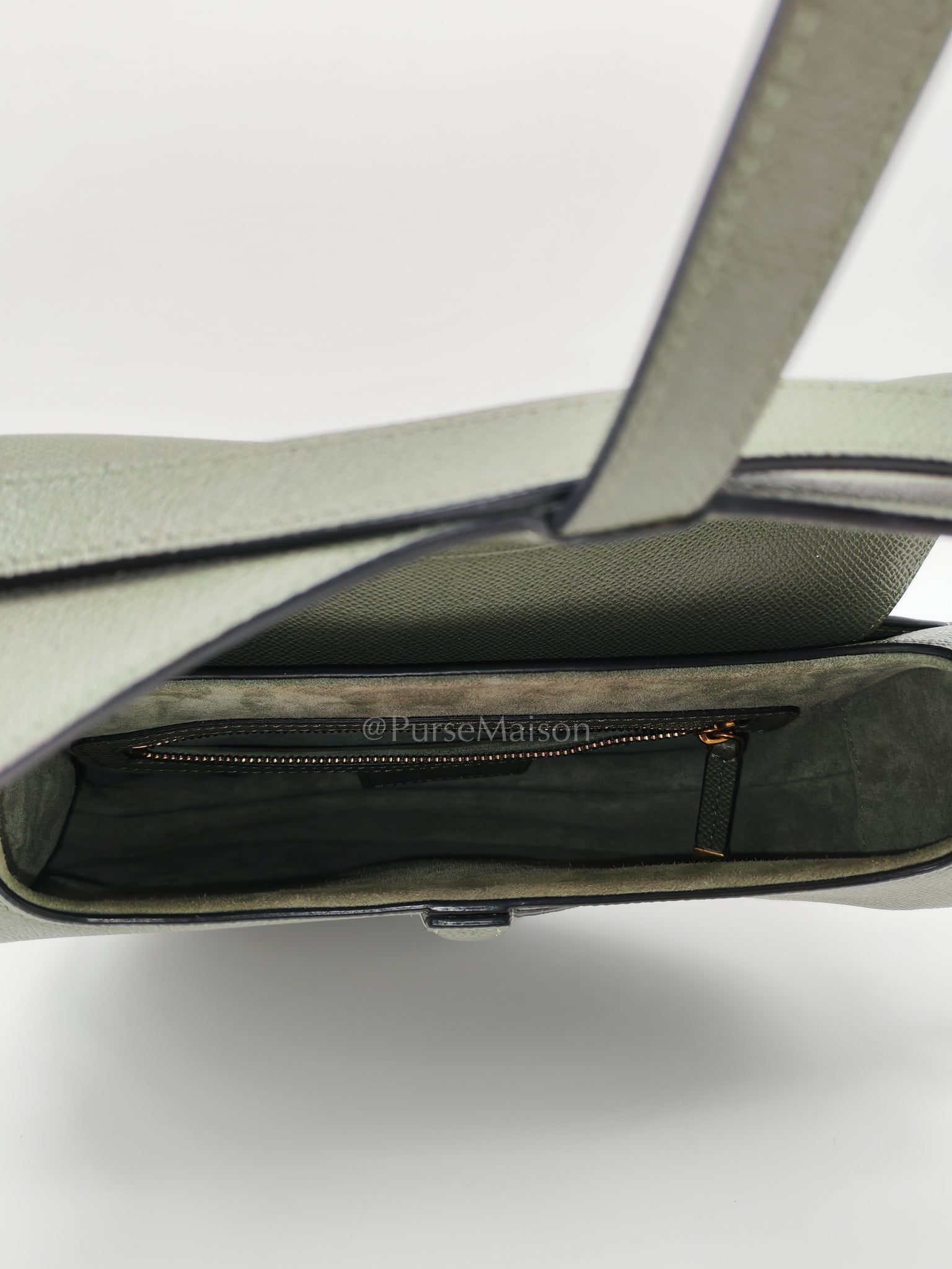 Saddle Medium in Muted Green Grained Calfskin Leather | Purse Maison Luxury Bags Shop