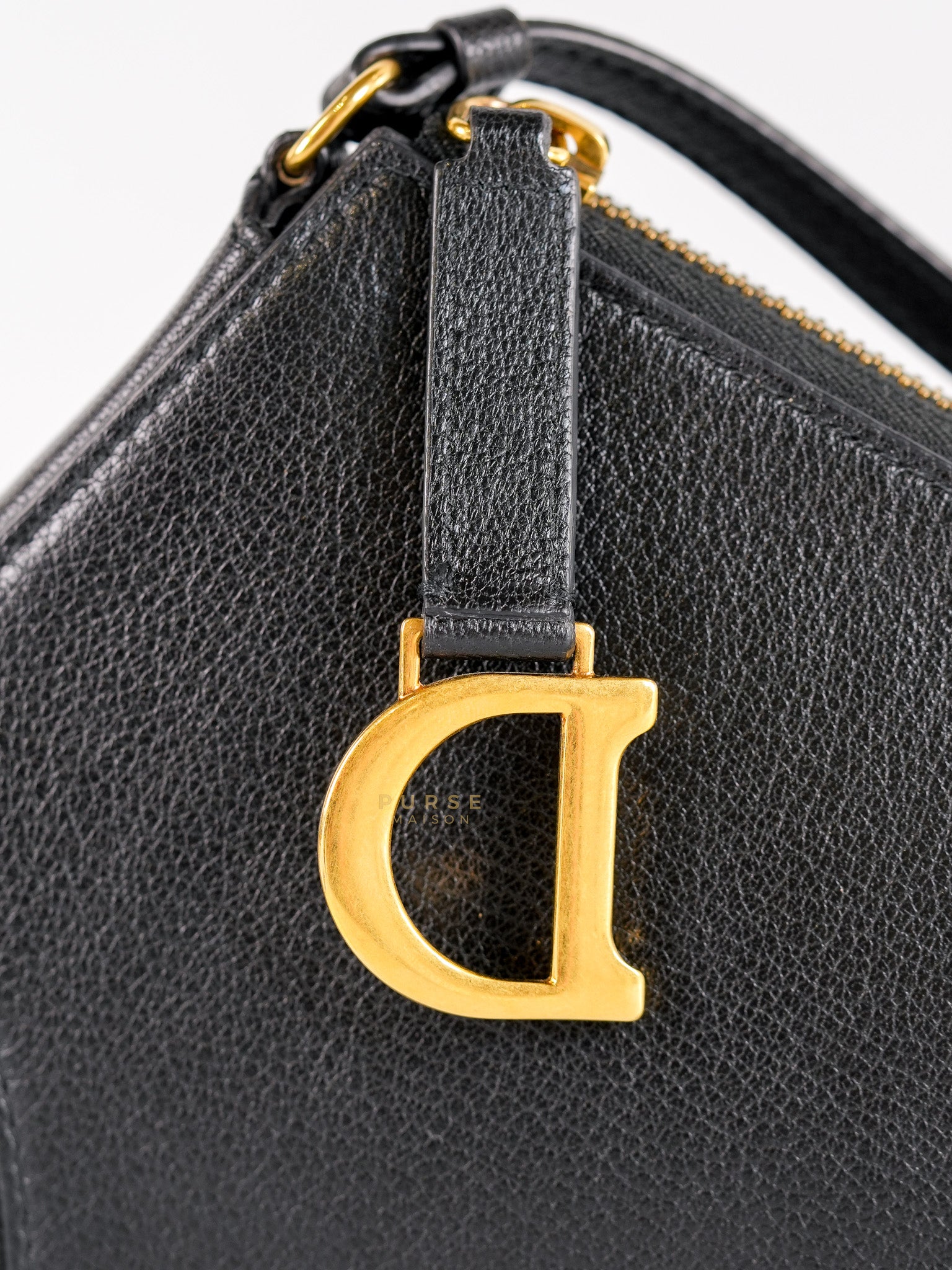 Saddle Rodeo Pouch in Black Goatskin Leathers | Purse Maison Luxury Bags Shop