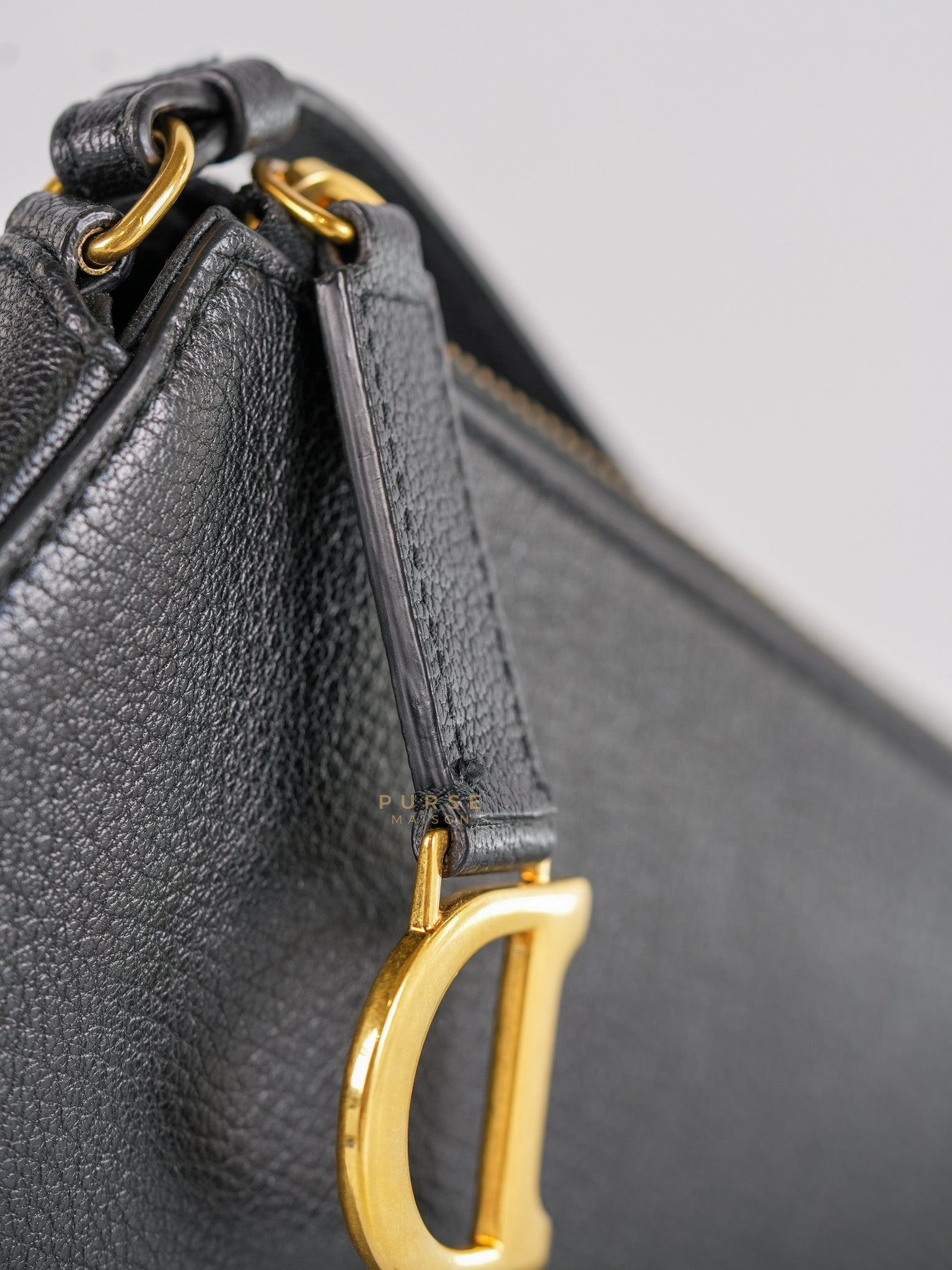 Saddle Rodeo Pouch in Black Goatskin Leathers | Purse Maison Luxury Bags Shop