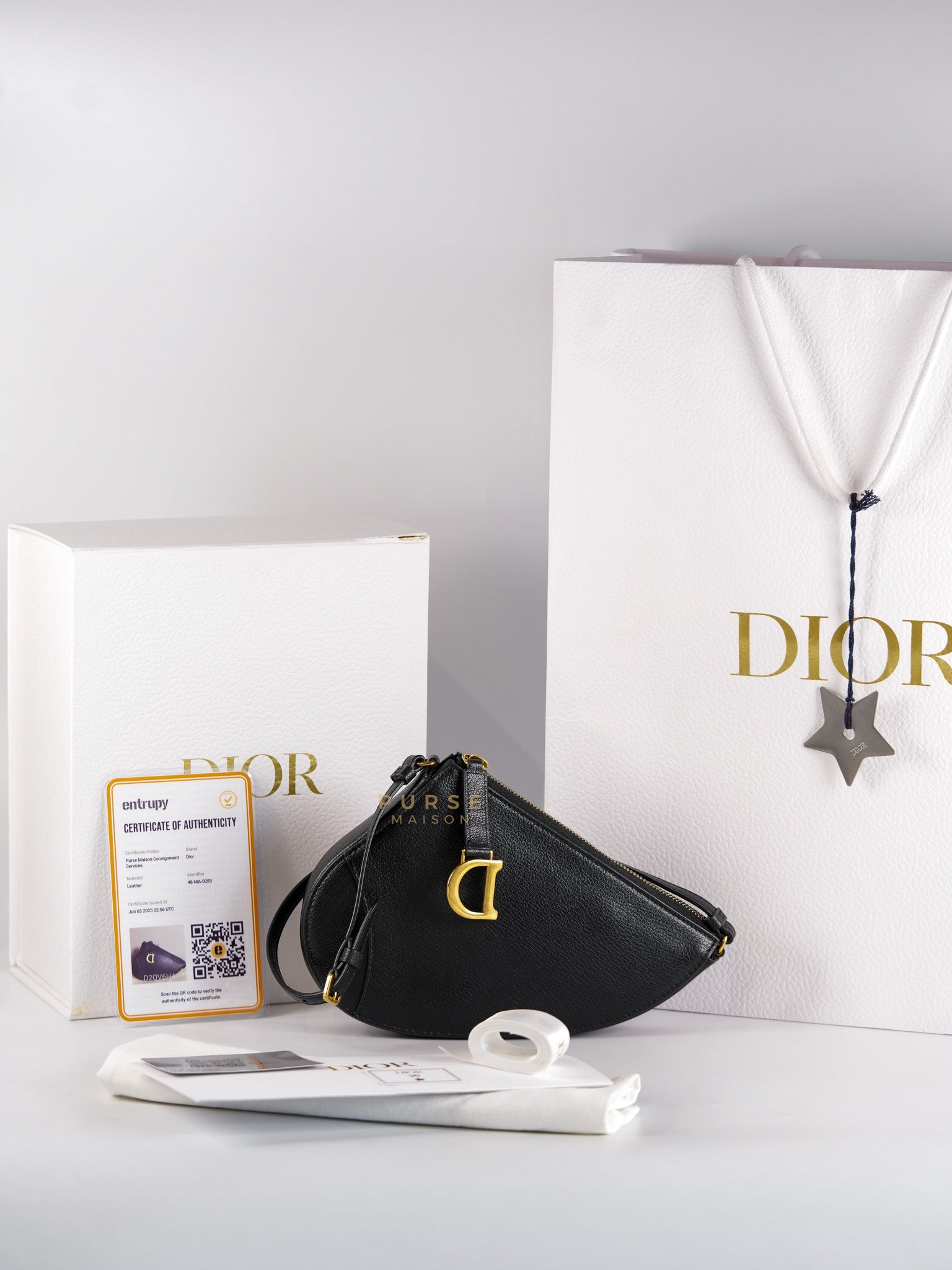 Saddle Rodeo Pouch in Black Goatskin Leathers | Purse Maison Luxury Bags Shop