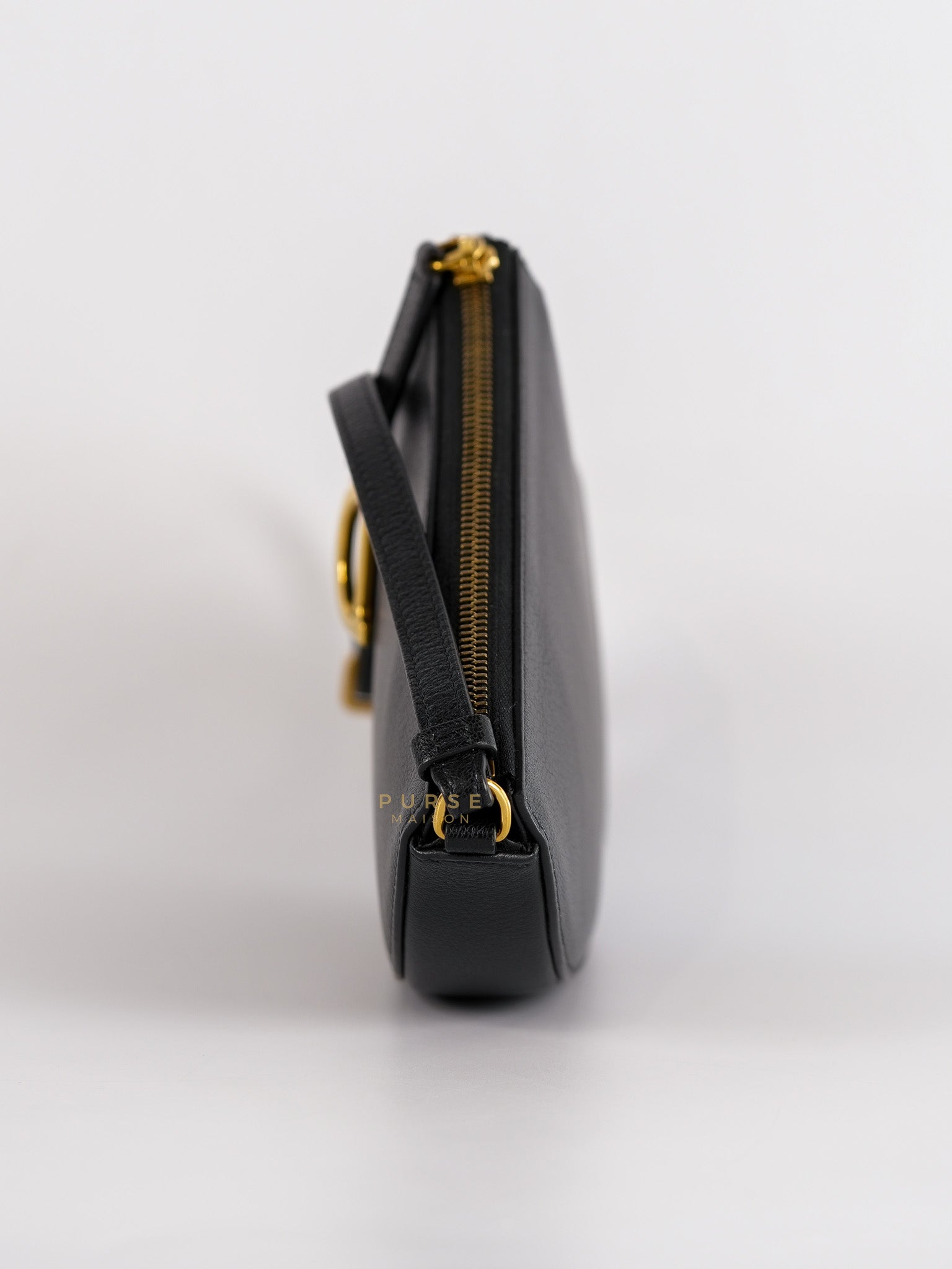 Saddle Rodeo Pouch in Black Goatskin Leathers | Purse Maison Luxury Bags Shop