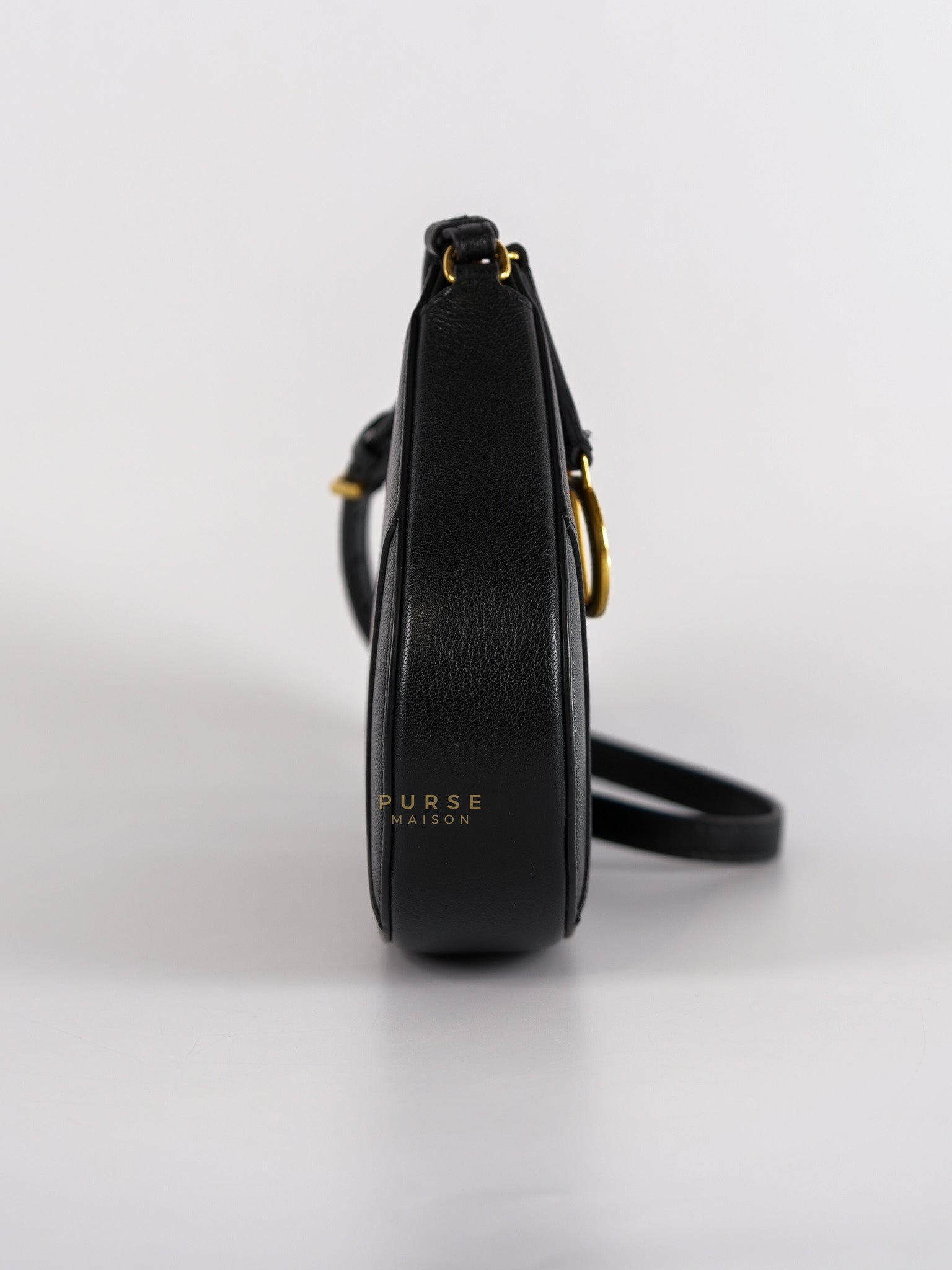 Saddle Rodeo Pouch in Black Goatskin Leathers | Purse Maison Luxury Bags Shop