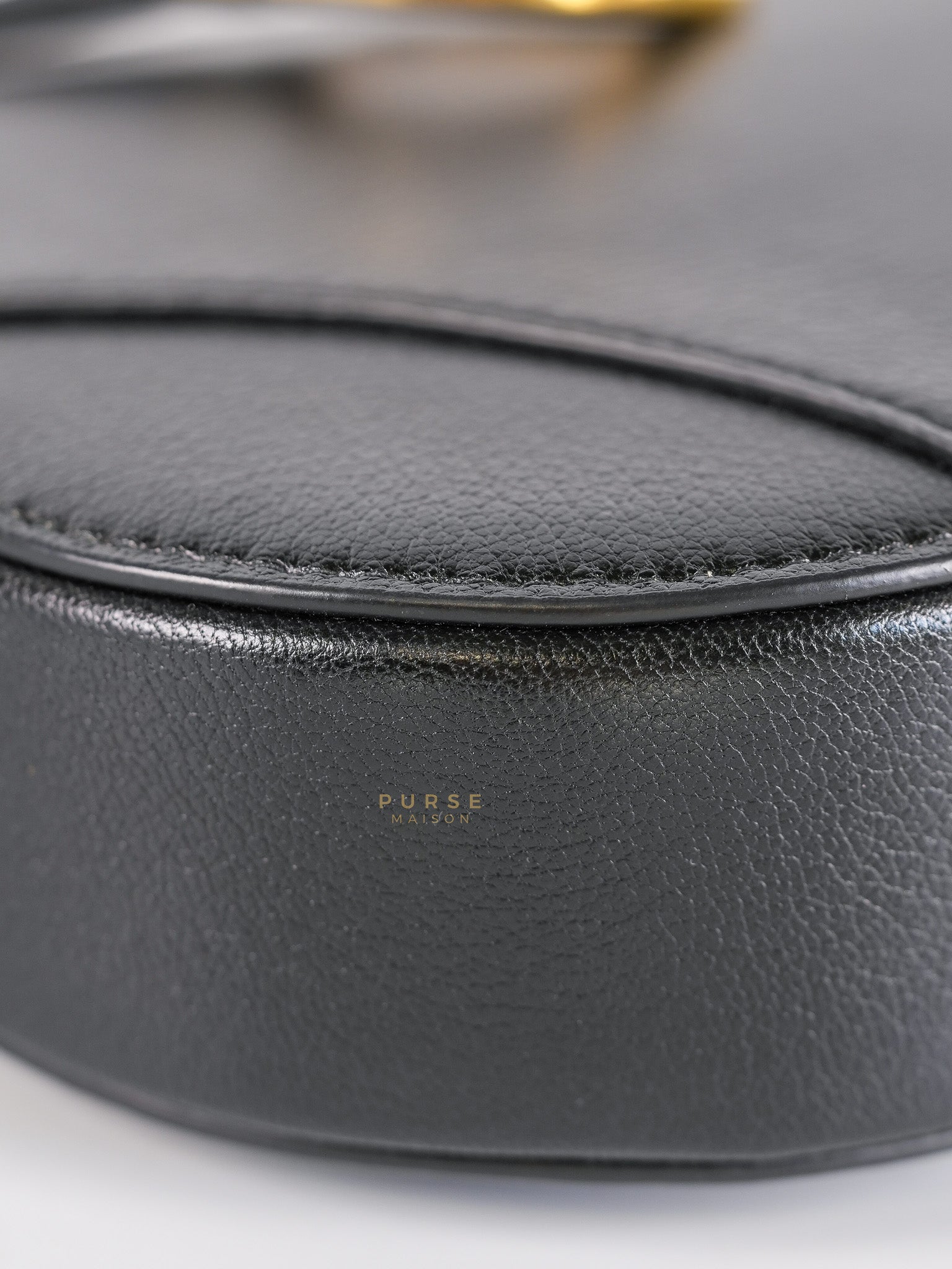 Saddle Rodeo Pouch in Black Goatskin Leathers | Purse Maison Luxury Bags Shop