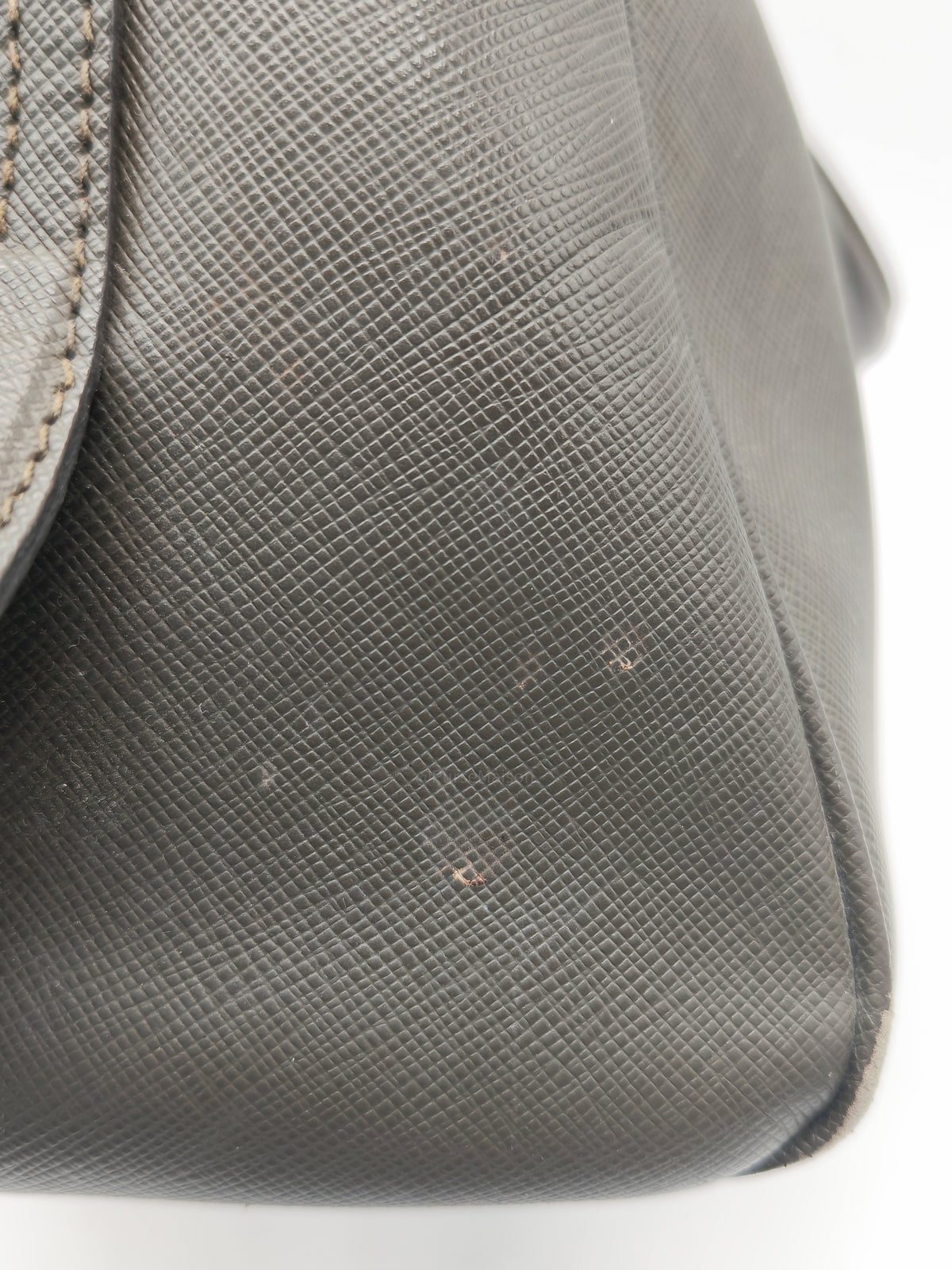 Prada Saffiano Lux Top Handle Bowler Bag in Olive Green Saffiano Cuir Leather and Gold Hardware