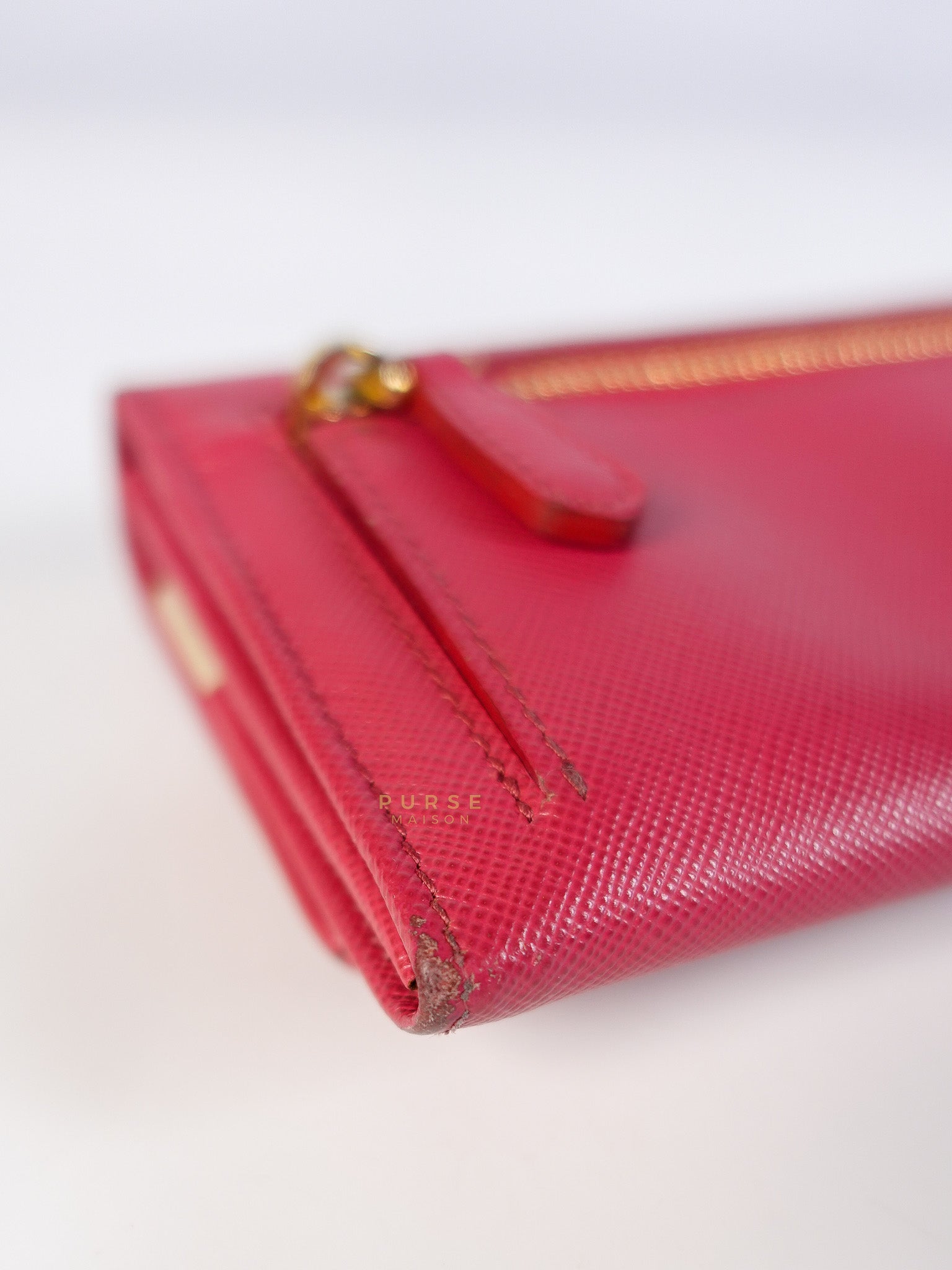 Saffiano Flap Long Wallet in Pink | Purse Maison Luxury Bags Shop