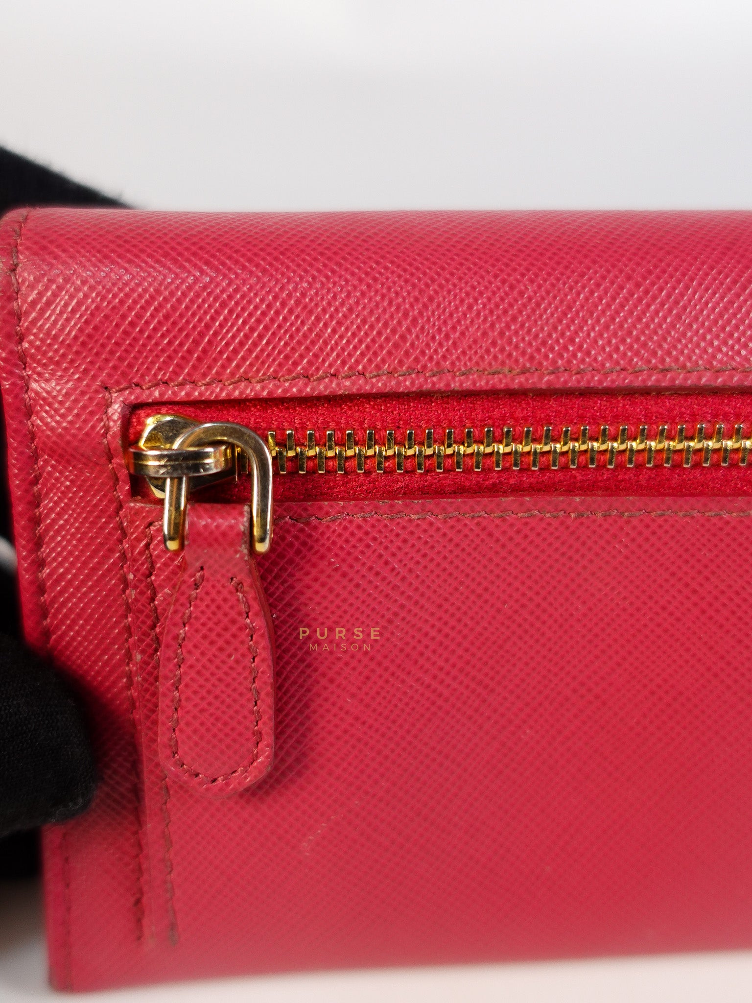 Saffiano Flap Long Wallet in Pink | Purse Maison Luxury Bags Shop