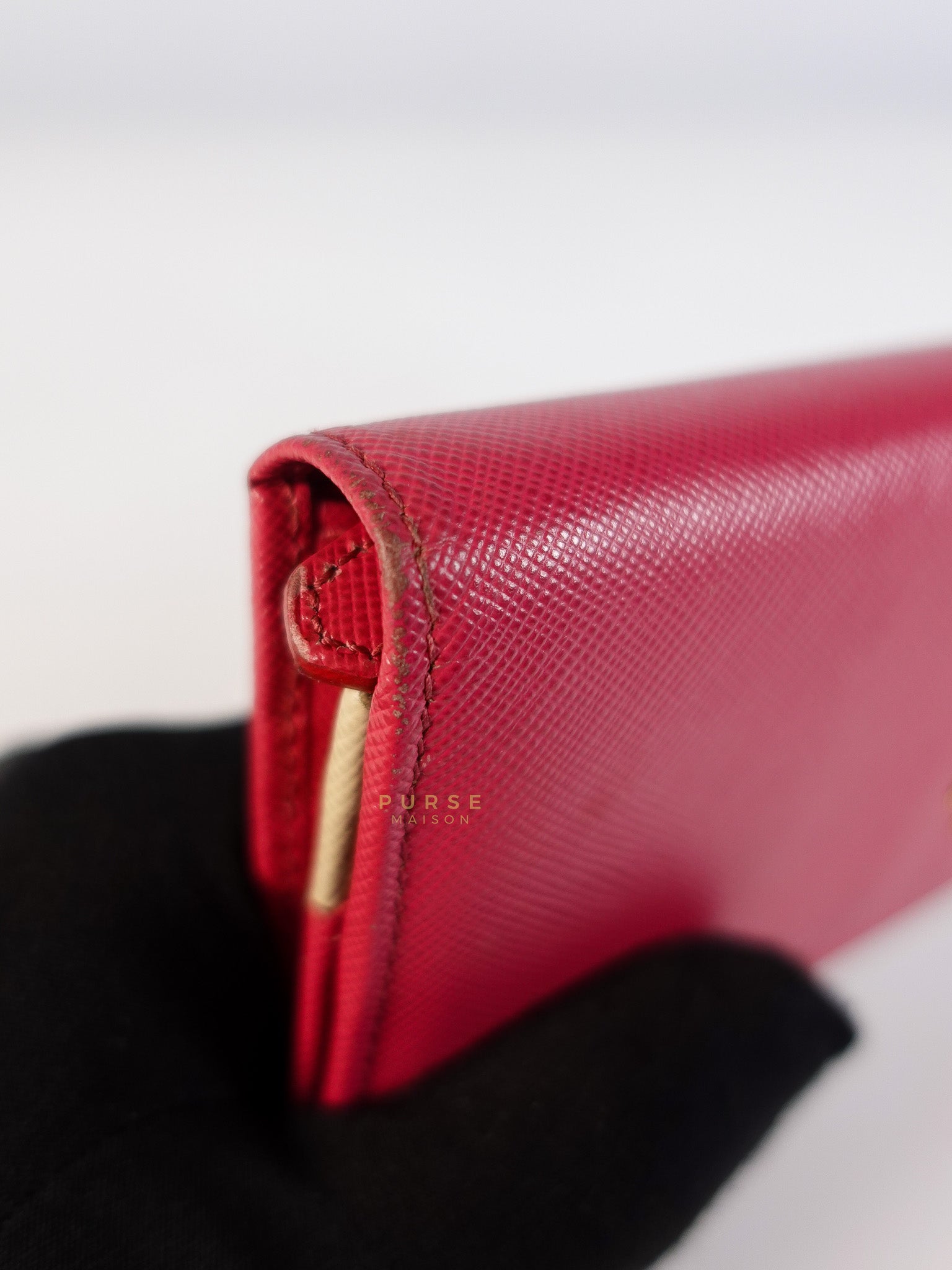 Saffiano Flap Long Wallet in Pink | Purse Maison Luxury Bags Shop