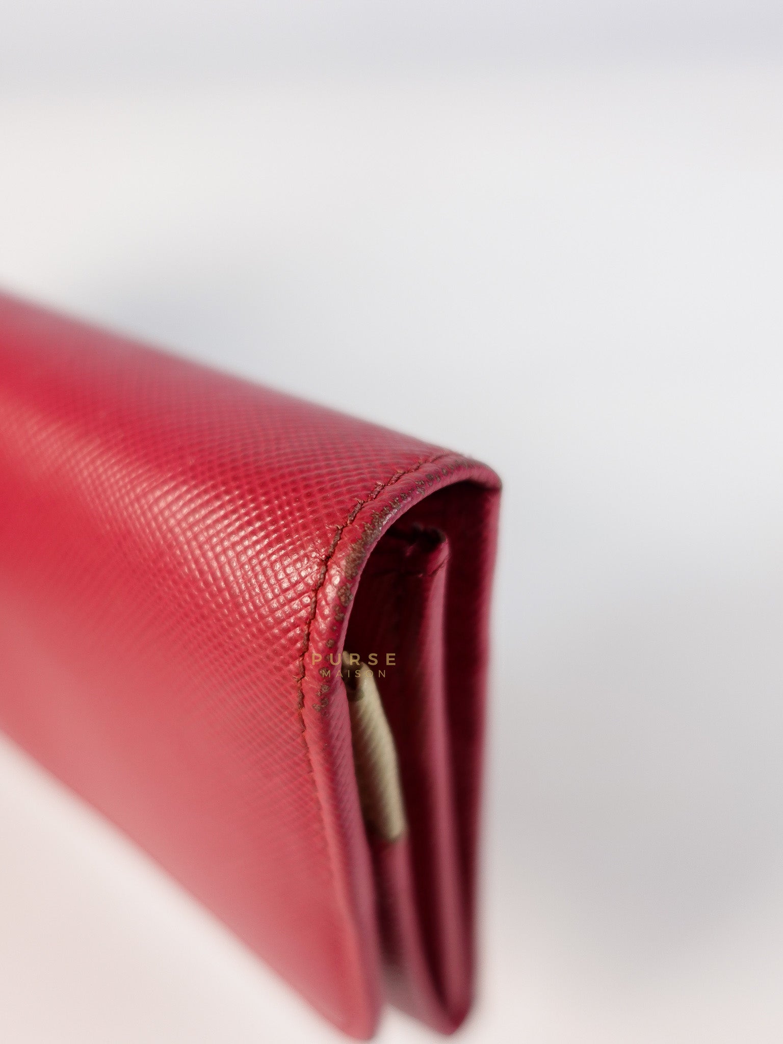 Saffiano Flap Long Wallet in Pink | Purse Maison Luxury Bags Shop