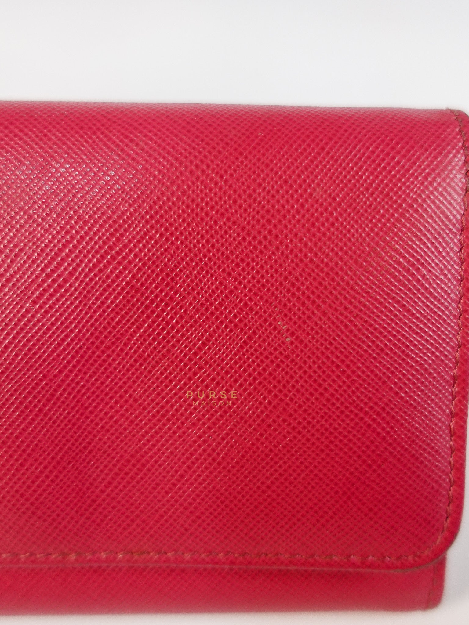 Saffiano Flap Long Wallet in Pink | Purse Maison Luxury Bags Shop