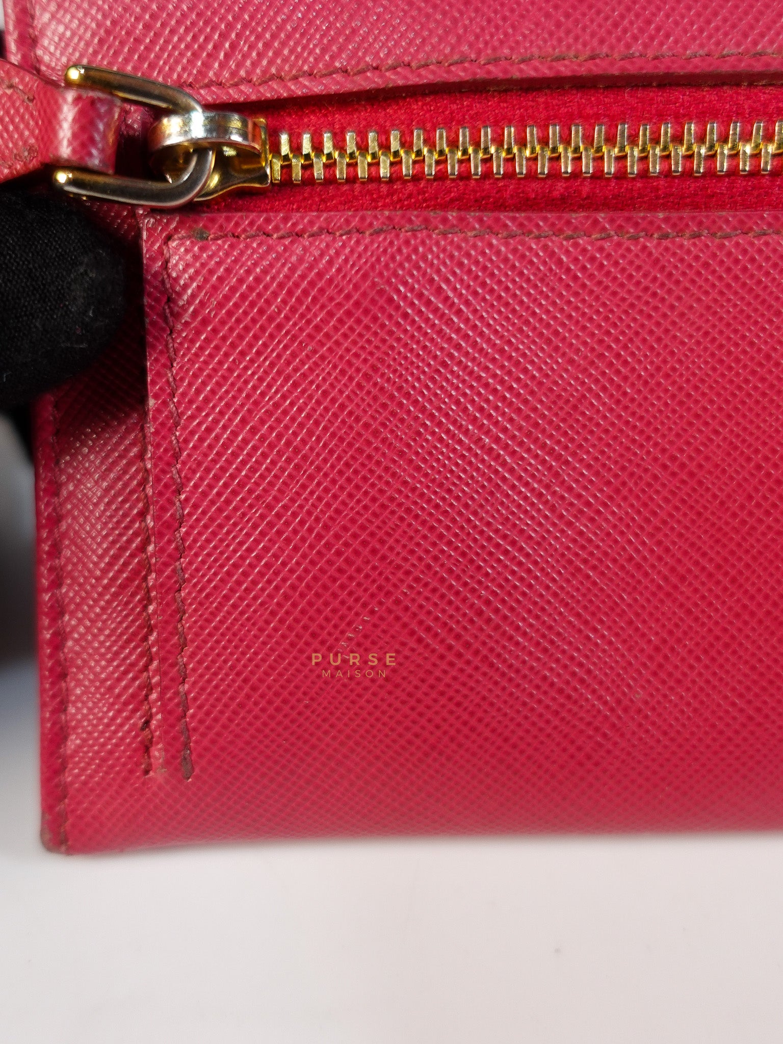 Saffiano Flap Long Wallet in Pink | Purse Maison Luxury Bags Shop
