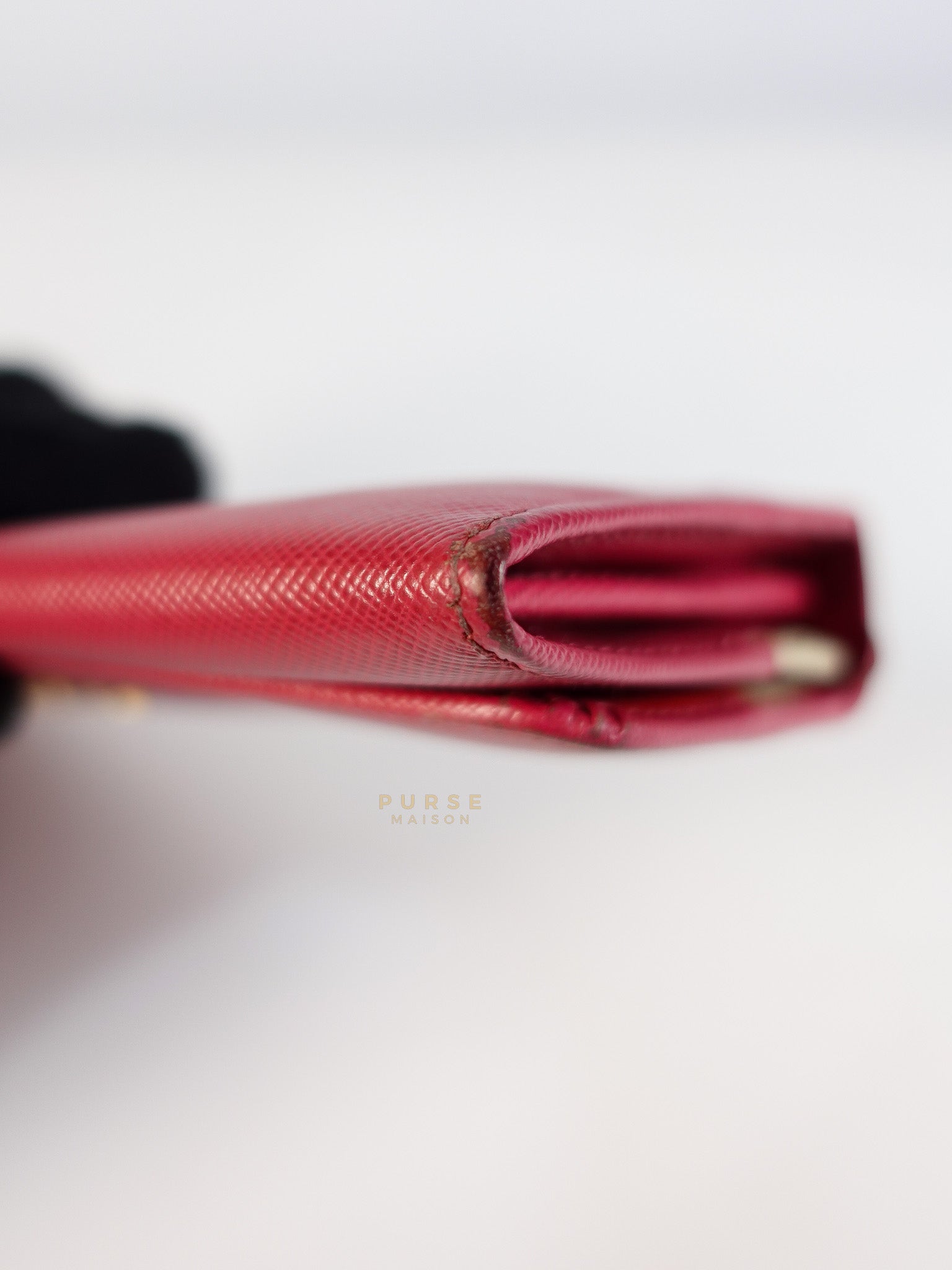 Saffiano Flap Long Wallet in Pink | Purse Maison Luxury Bags Shop