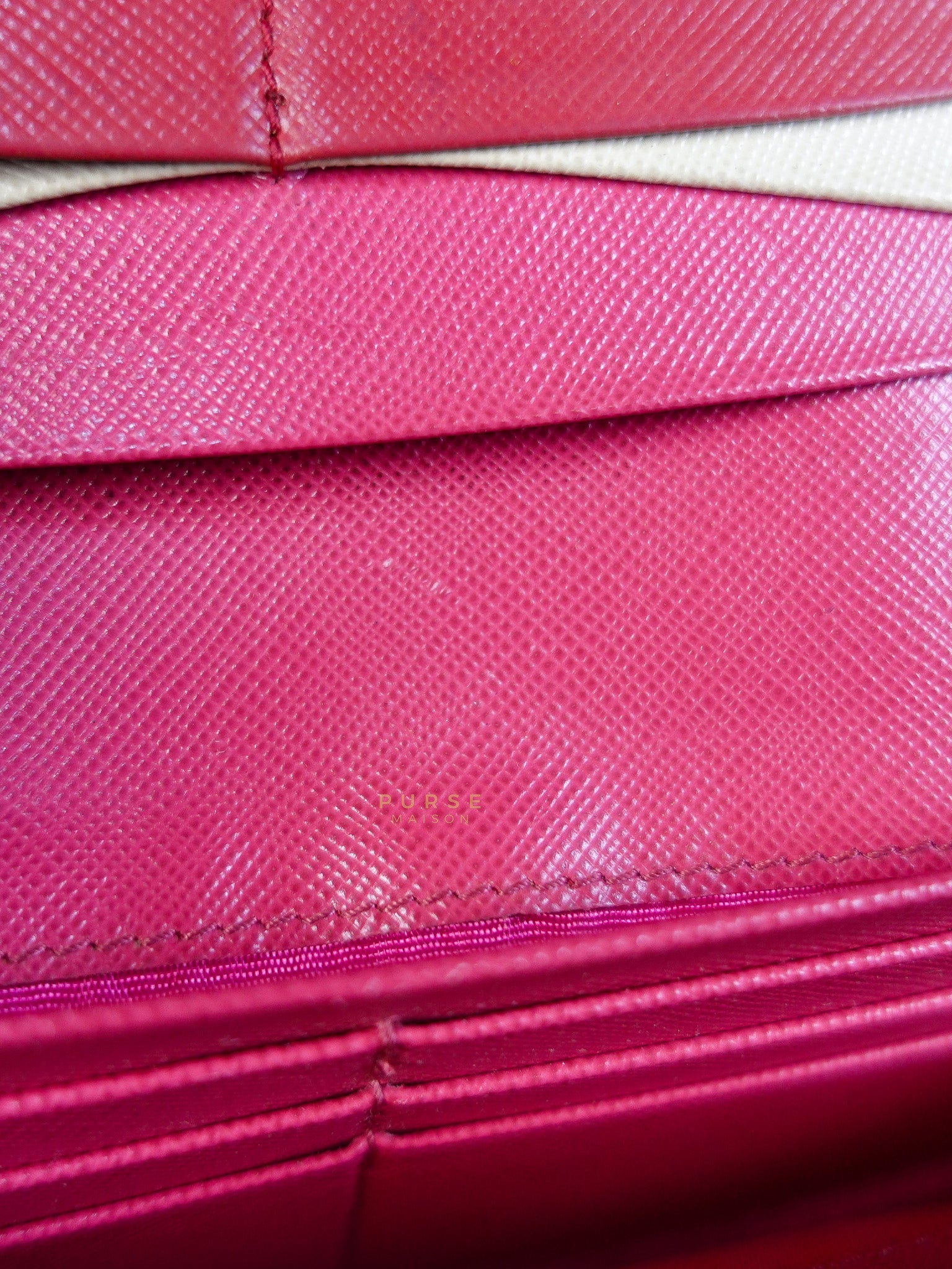Saffiano Flap Long Wallet in Pink | Purse Maison Luxury Bags Shop