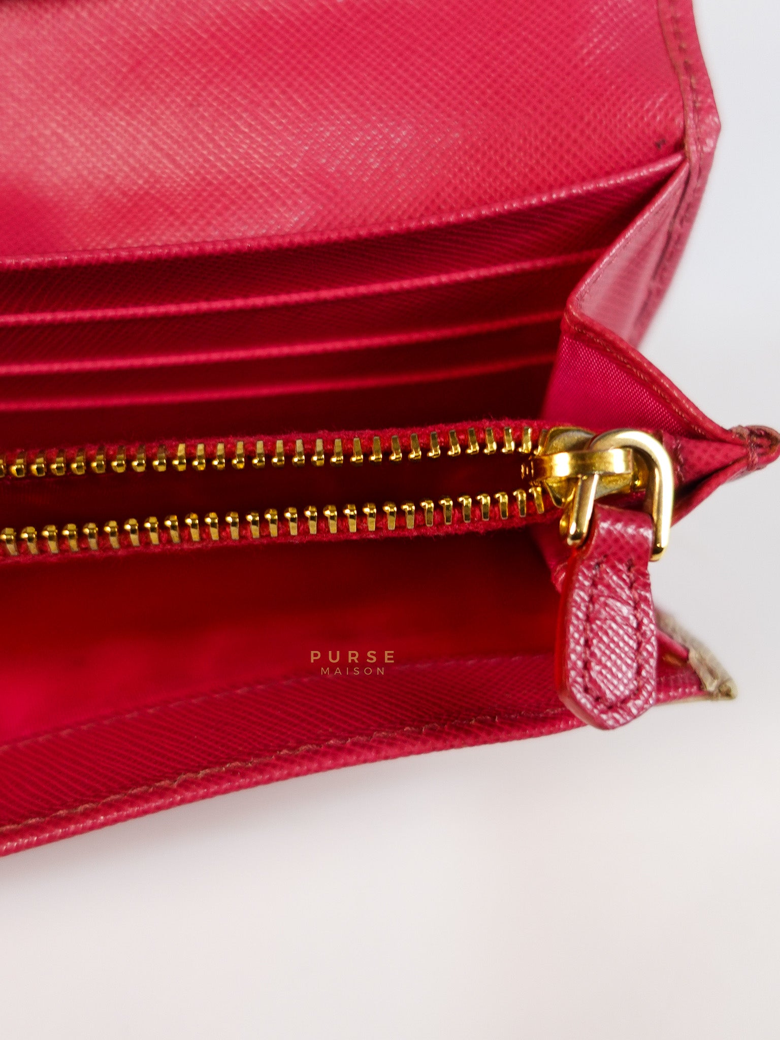 Saffiano Flap Long Wallet in Pink | Purse Maison Luxury Bags Shop