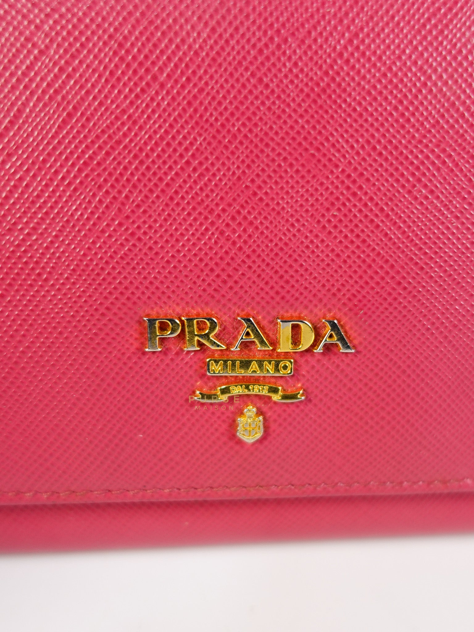 Saffiano Flap Long Wallet in Pink | Purse Maison Luxury Bags Shop