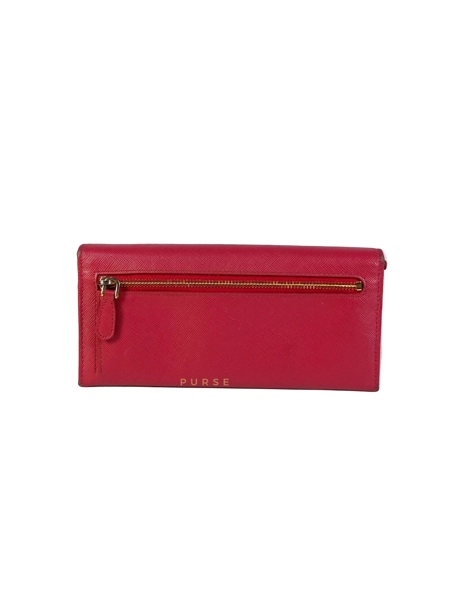 Saffiano Flap Long Wallet in Pink | Purse Maison Luxury Bags Shop