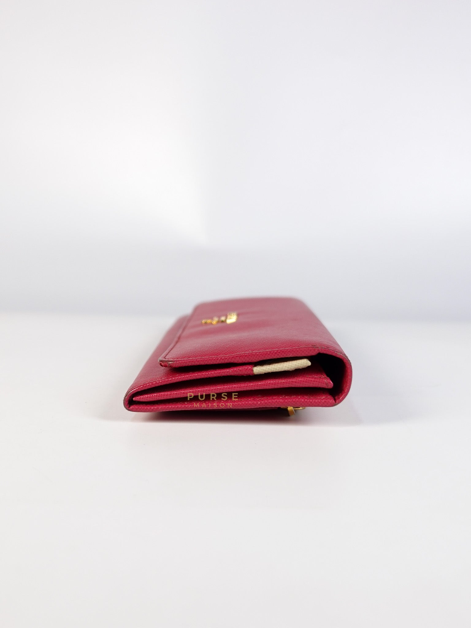 Saffiano Flap Long Wallet in Pink | Purse Maison Luxury Bags Shop