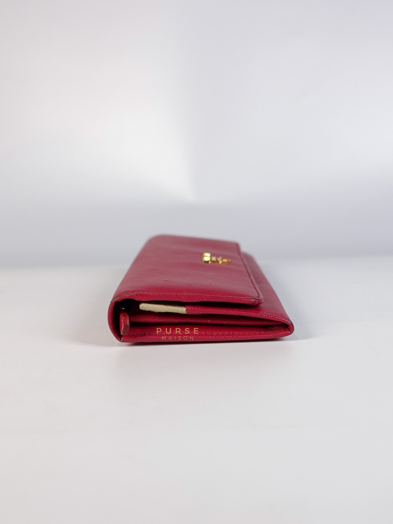 Saffiano Flap Long Wallet in Pink | Purse Maison Luxury Bags Shop