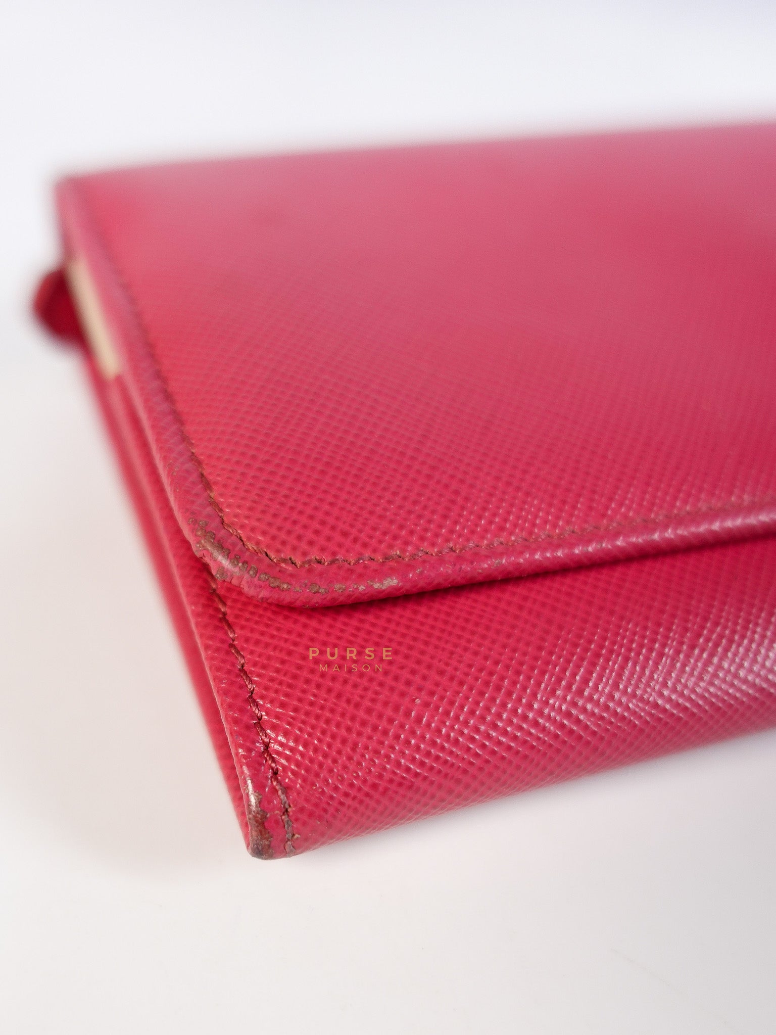 Saffiano Flap Long Wallet in Pink | Purse Maison Luxury Bags Shop