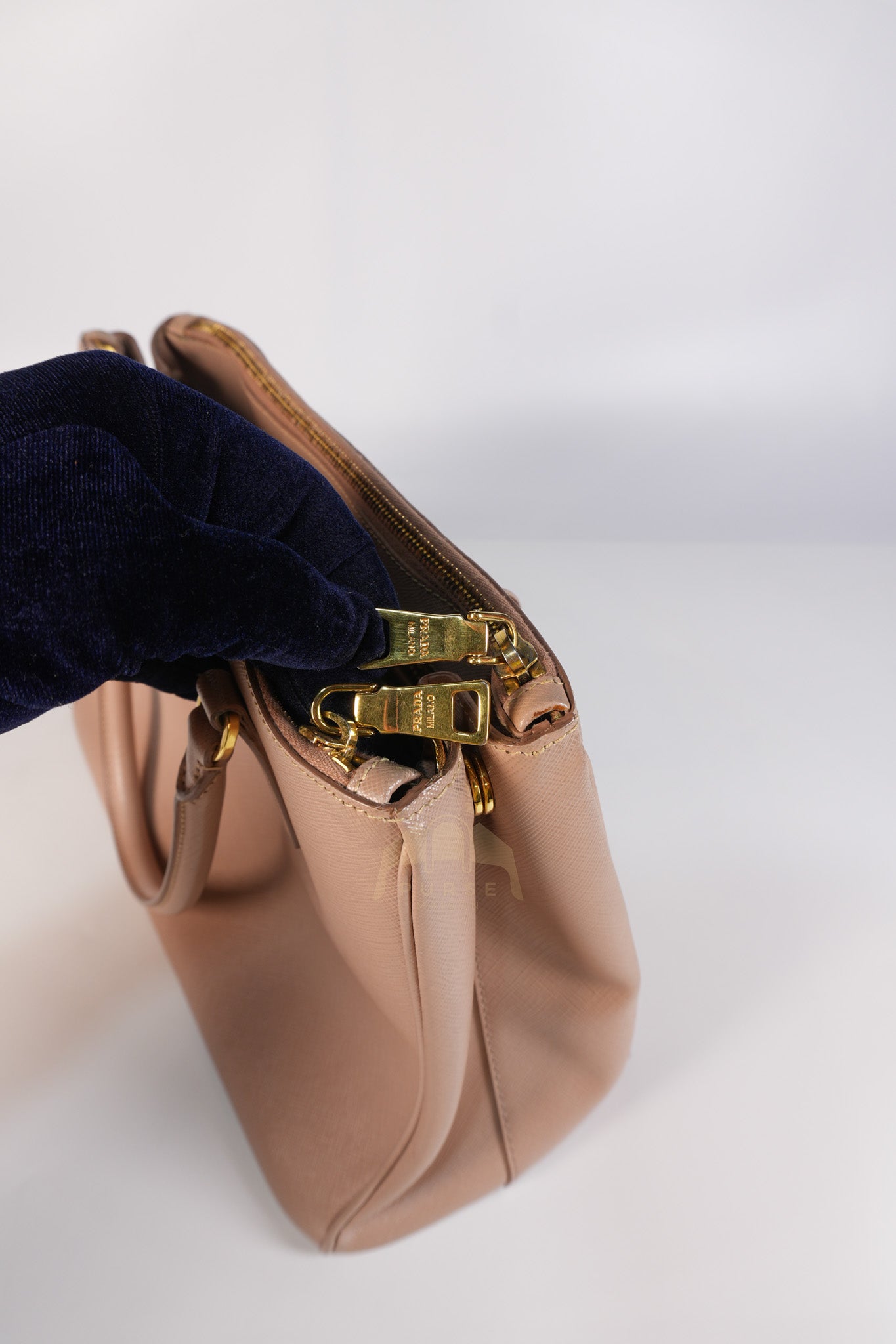 Saffiano Galleria Small Double Zip Satchel in Dusty Rose | Purse Maison Luxury Bags Shop