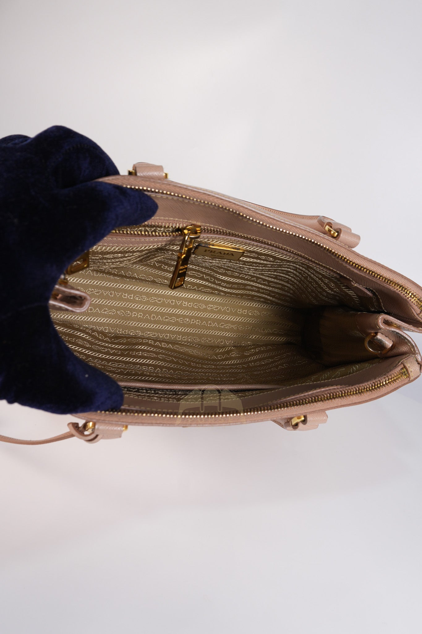 Saffiano Galleria Small Double Zip Satchel in Dusty Rose | Purse Maison Luxury Bags Shop