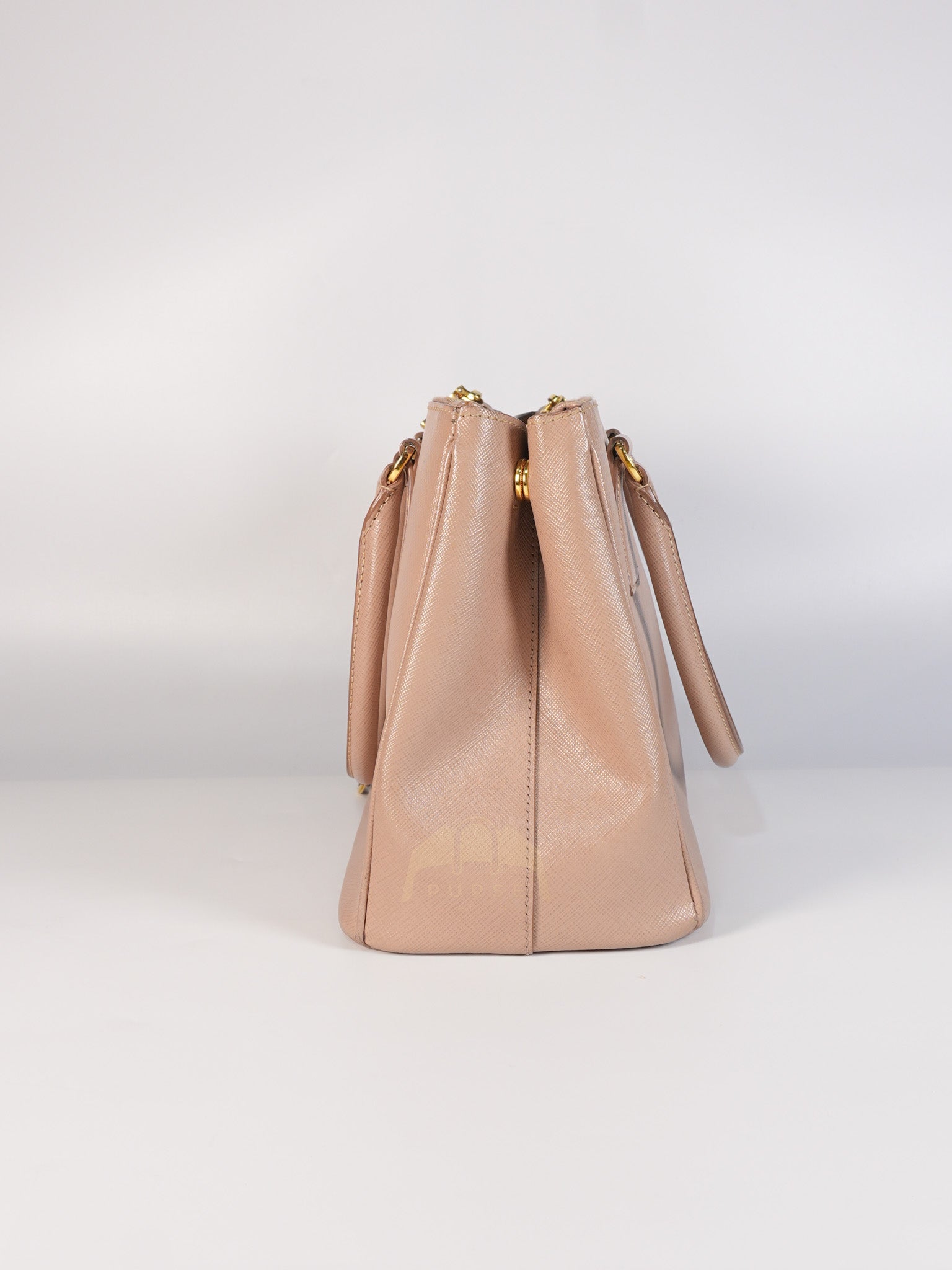 Saffiano Galleria Small Double Zip Satchel in Dusty Rose | Purse Maison Luxury Bags Shop