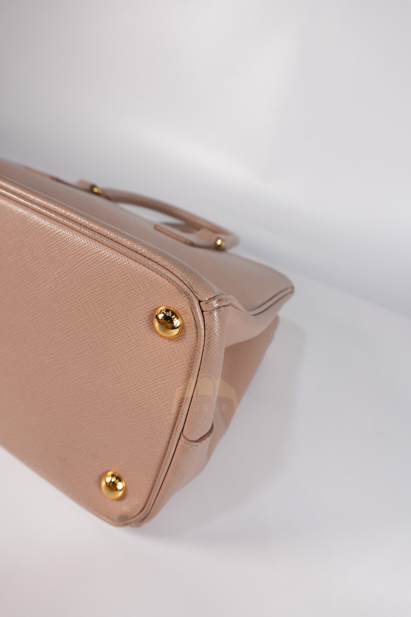 Saffiano Galleria Small Double Zip Satchel in Dusty Rose | Purse Maison Luxury Bags Shop