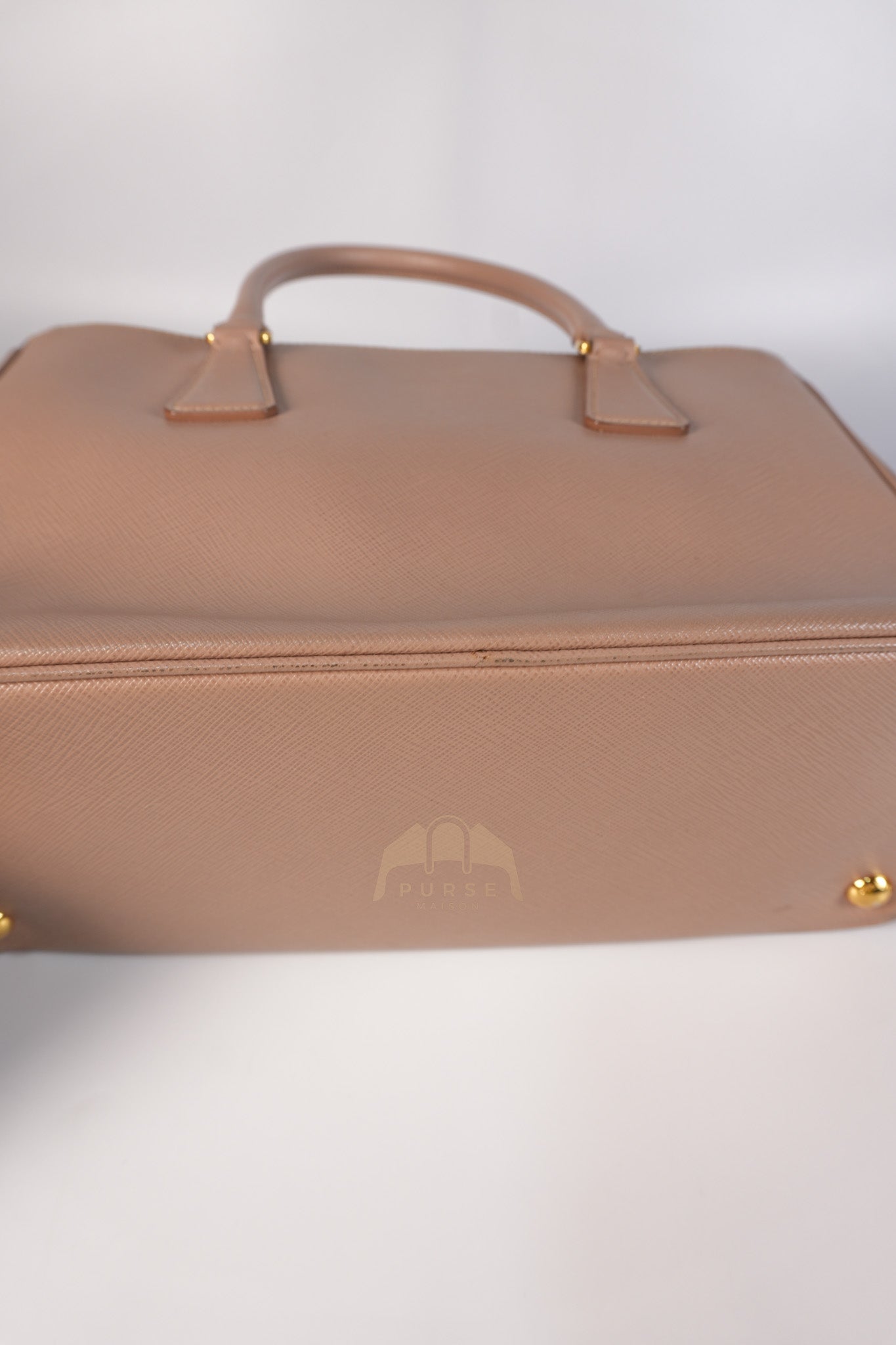 Saffiano Galleria Small Double Zip Satchel in Dusty Rose | Purse Maison Luxury Bags Shop