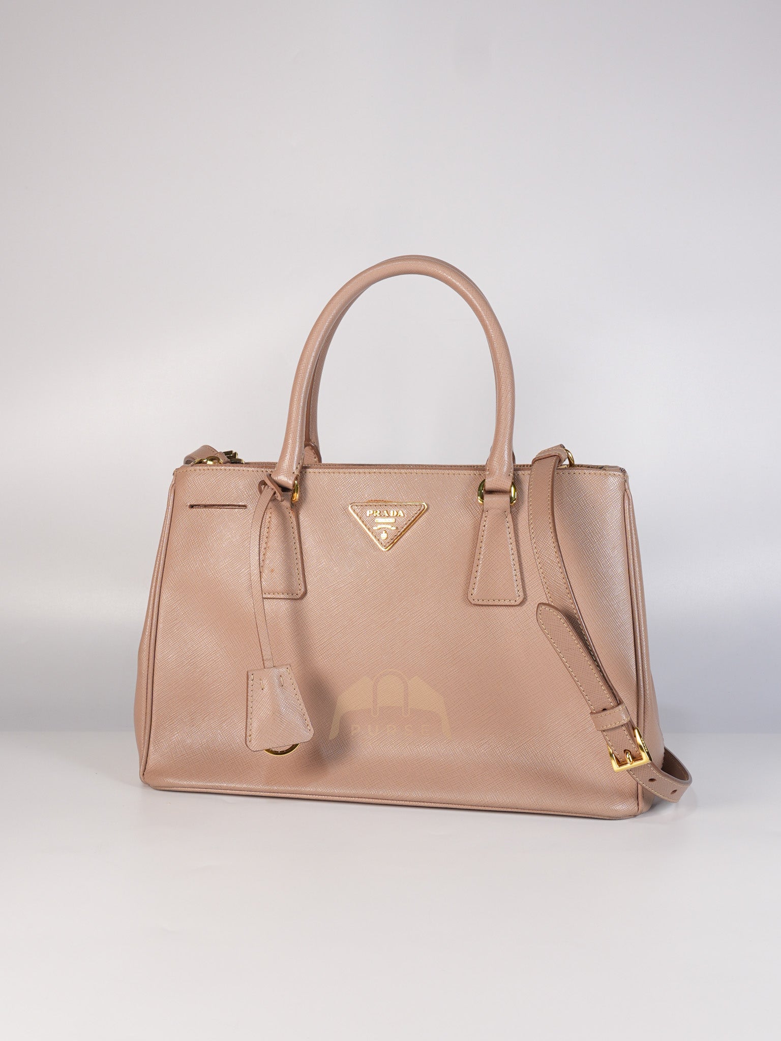 Saffiano Galleria Small Double Zip Satchel in Dusty Rose | Purse Maison Luxury Bags Shop