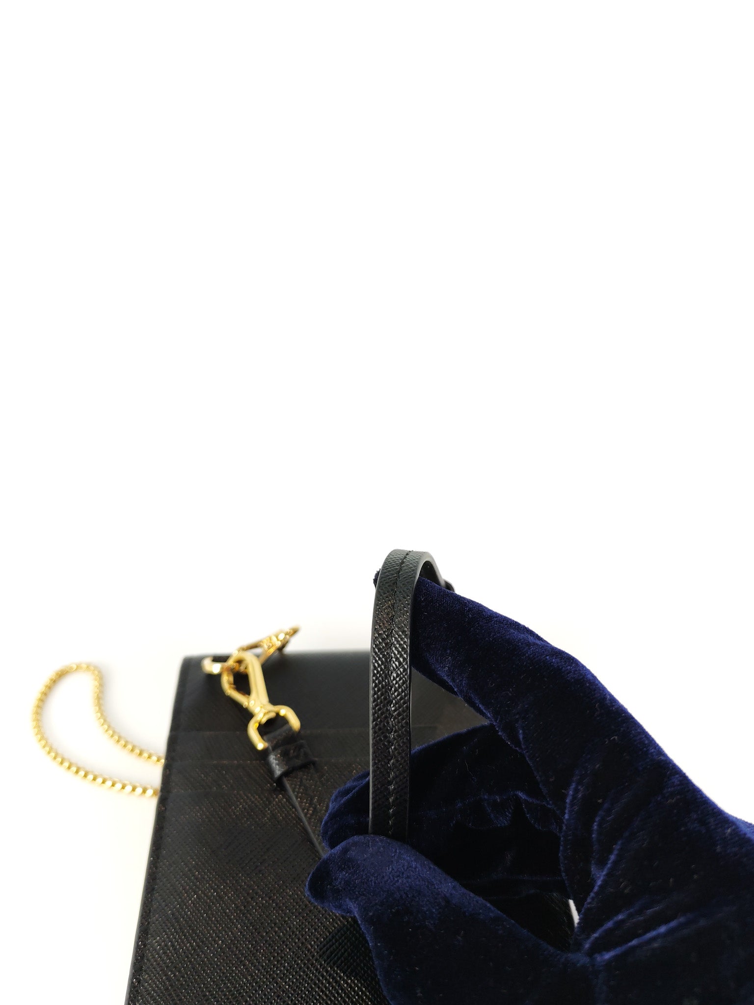 Saffiano Leather in Black Phone Carrier | Purse Maison Luxury Bags Shop