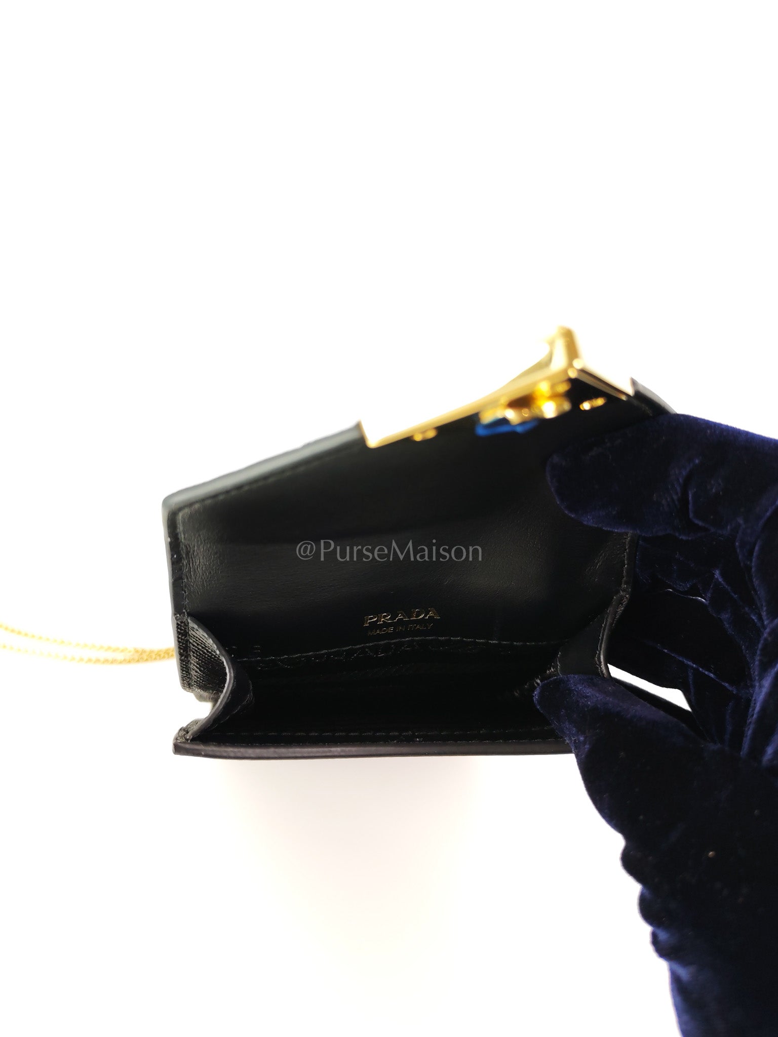 Saffiano Leather in Black Phone Carrier | Purse Maison Luxury Bags Shop