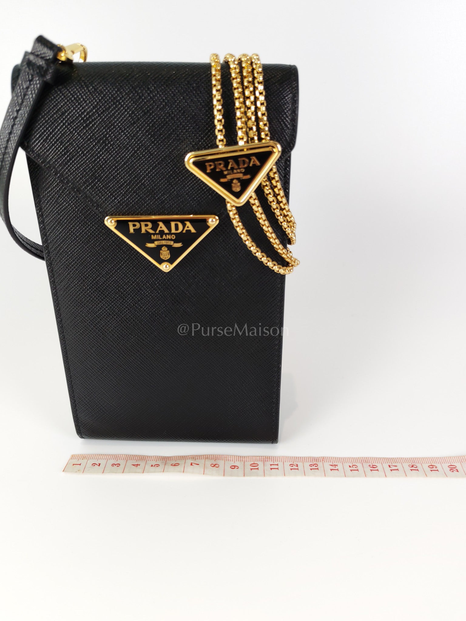 Saffiano Leather in Black Phone Carrier | Purse Maison Luxury Bags Shop