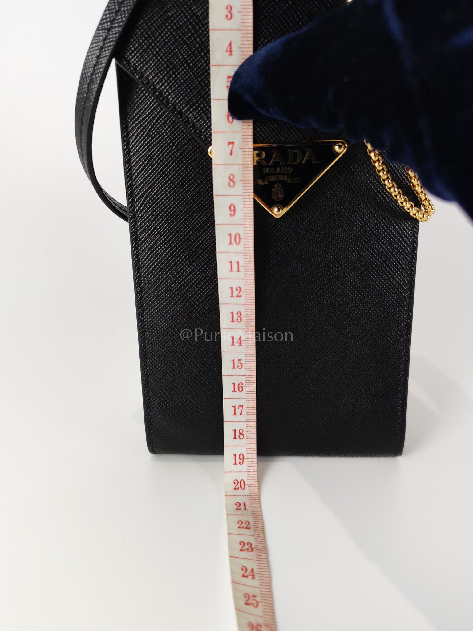 Saffiano Leather in Black Phone Carrier | Purse Maison Luxury Bags Shop