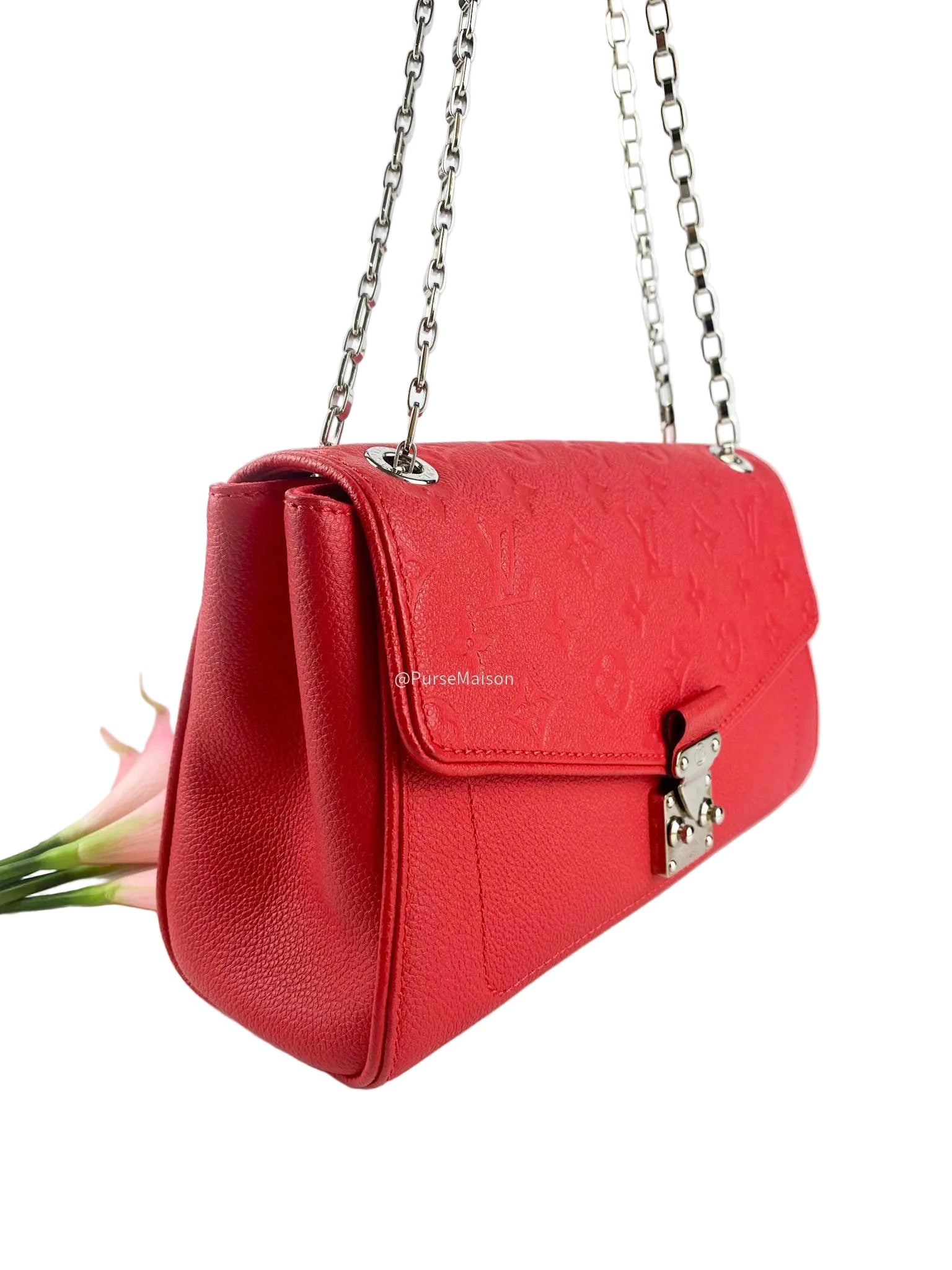 Louis Vuitton Saint Germain PM in Red Monogram Empreinte Leather (Date Code: TR0156)